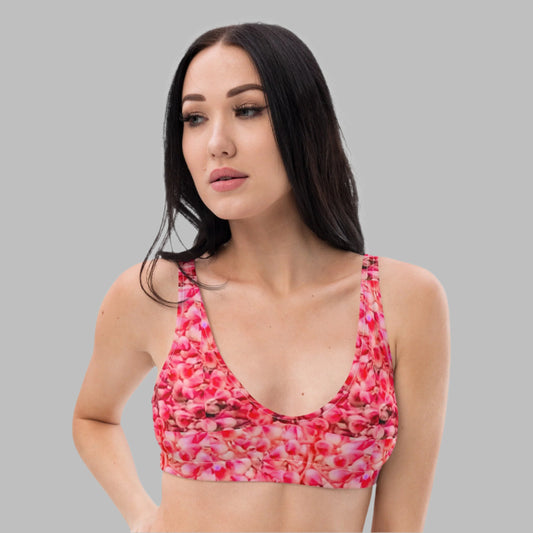 Women's padded bikini top, Pink Floral swimwear, classic beach dress - PratSN