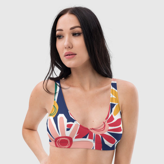 Women's padded bikini top, Recycled padded bikini top, Multi - color bikini top, Floral beach dress, Beach dress for summer and spring - PratSN