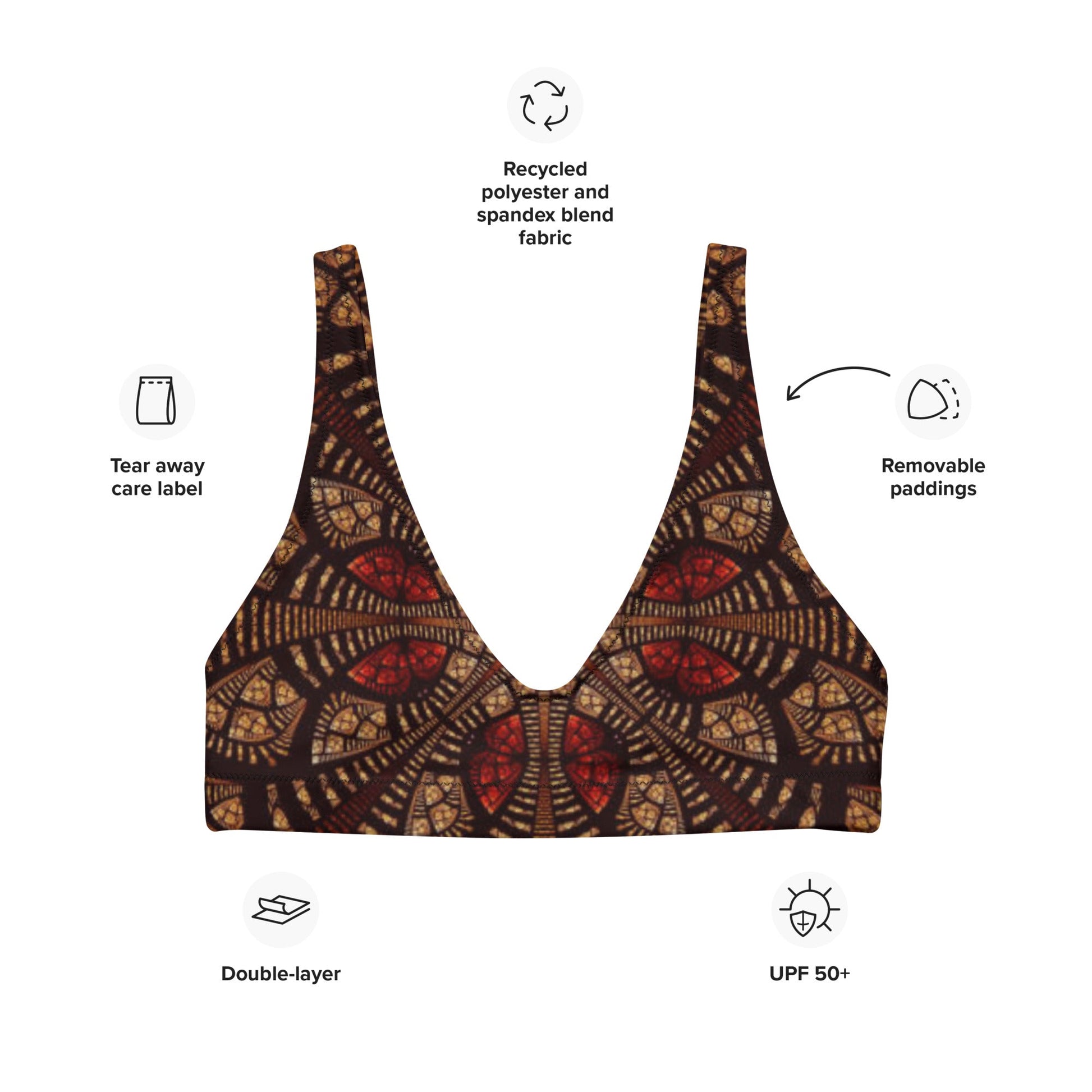 Women's padded bikini top, Red Brown Cute Summer Bikini Top, beautiful bikini top, Beach dress, Beach dress for summer and spring - PratSN