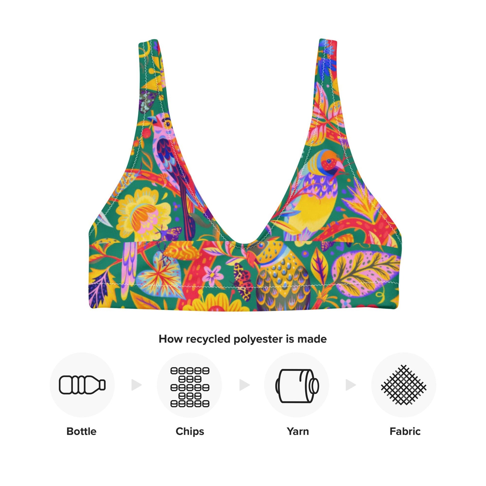 Women's padded bikini top, Women's padded bikini top, Bird Pattern Top, Bikini Tops, Padded Swimsuit Top, Bathing Suit Top - PratSN