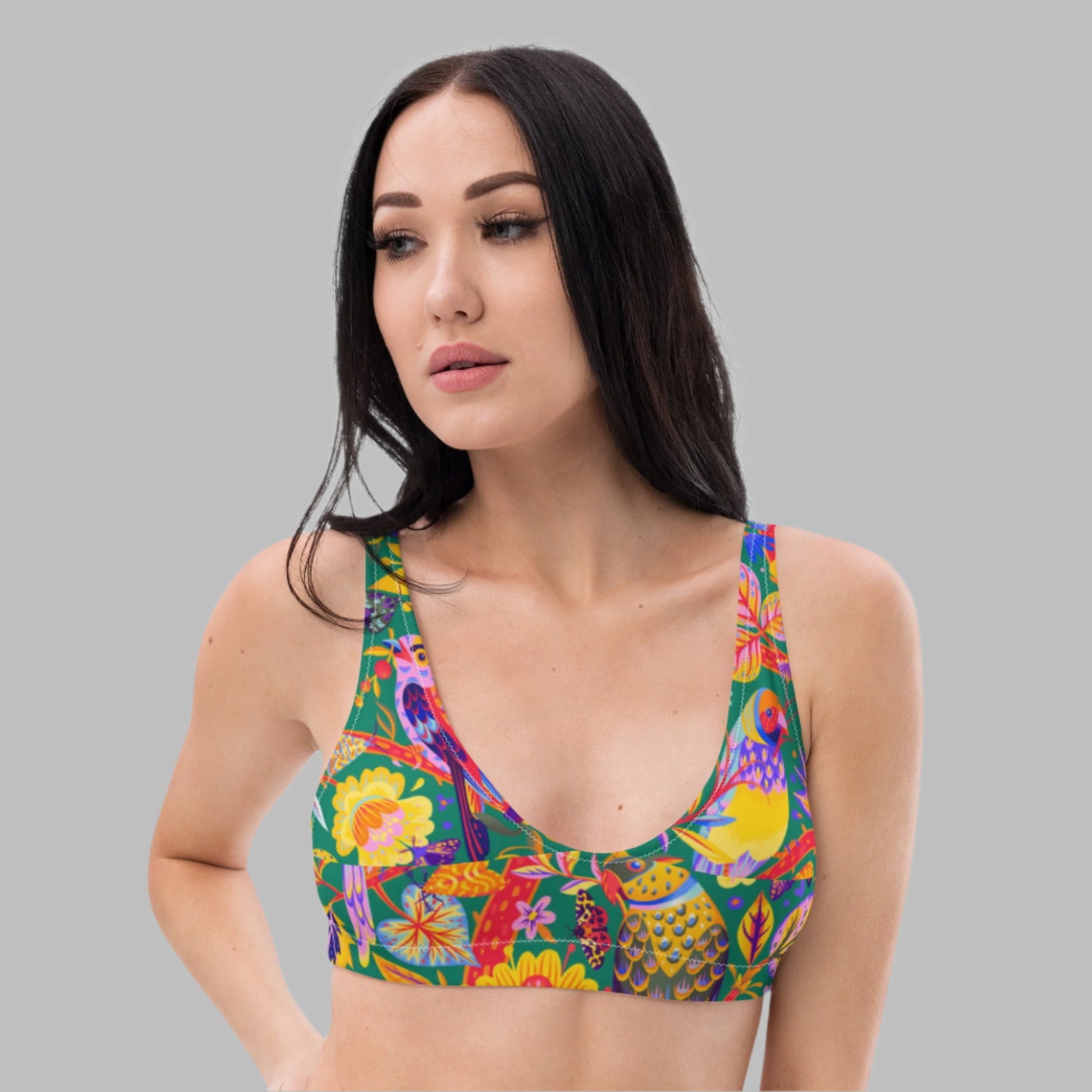 Women's padded bikini top, Women's padded bikini top, Bird Pattern Top, Bikini Tops, Padded Swimsuit Top, Bathing Suit Top - PratSN