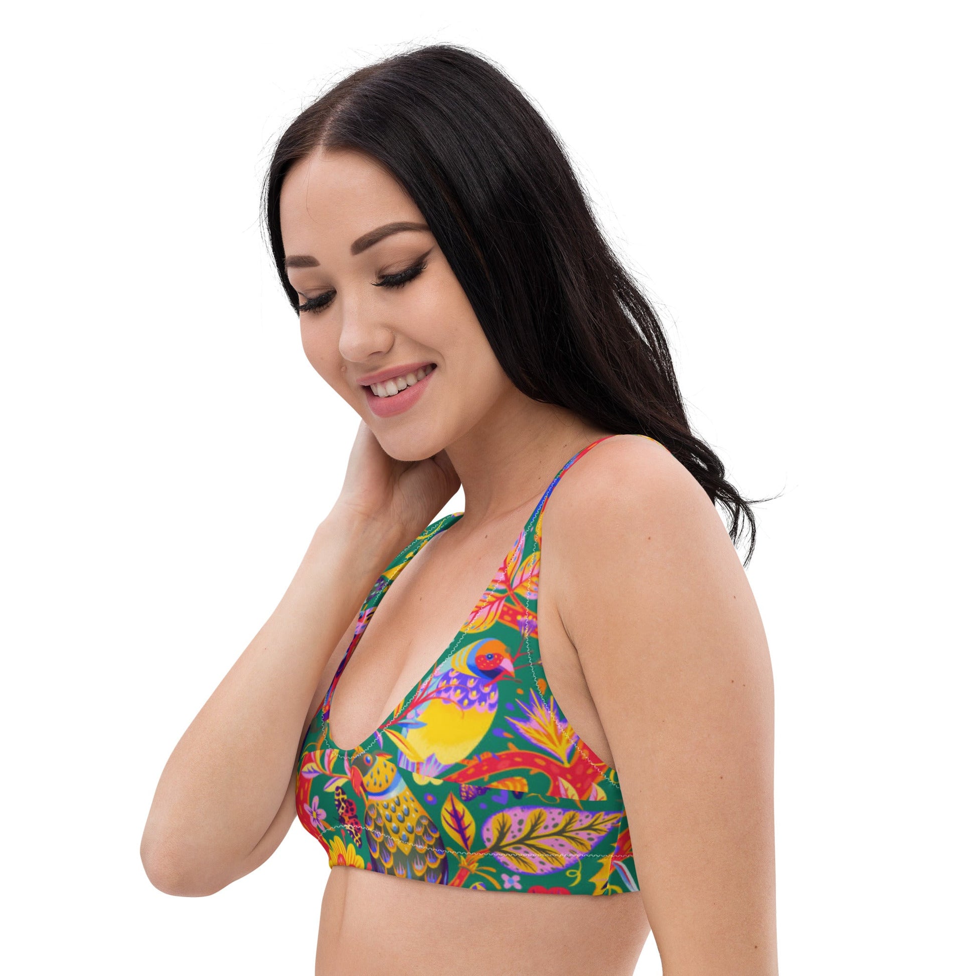 Women's padded bikini top, Women's padded bikini top, Bird Pattern Top, Bikini Tops, Padded Swimsuit Top, Bathing Suit Top - PratSN
