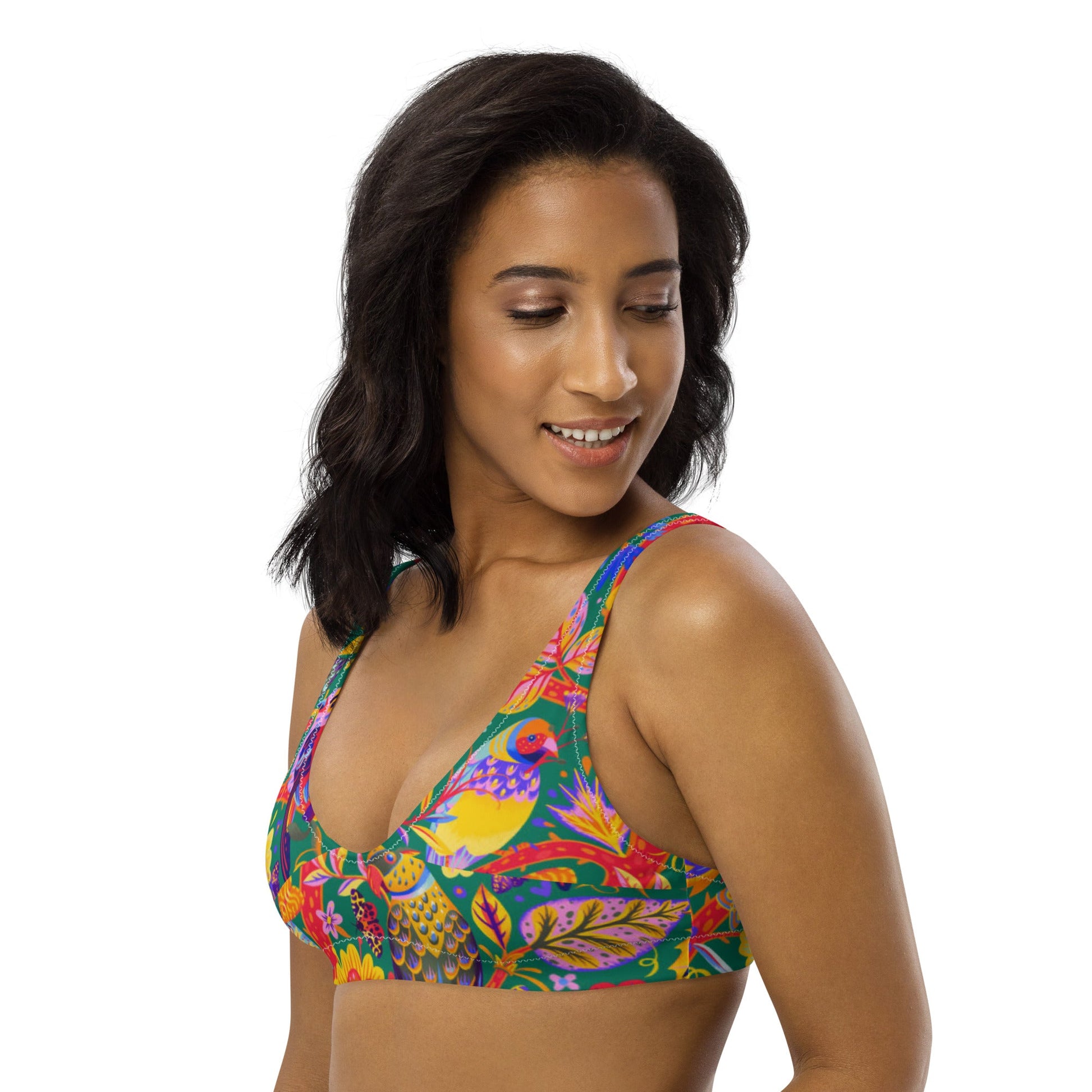 Women's padded bikini top, Women's padded bikini top, Bird Pattern Top, Bikini Tops, Padded Swimsuit Top, Bathing Suit Top - PratSN