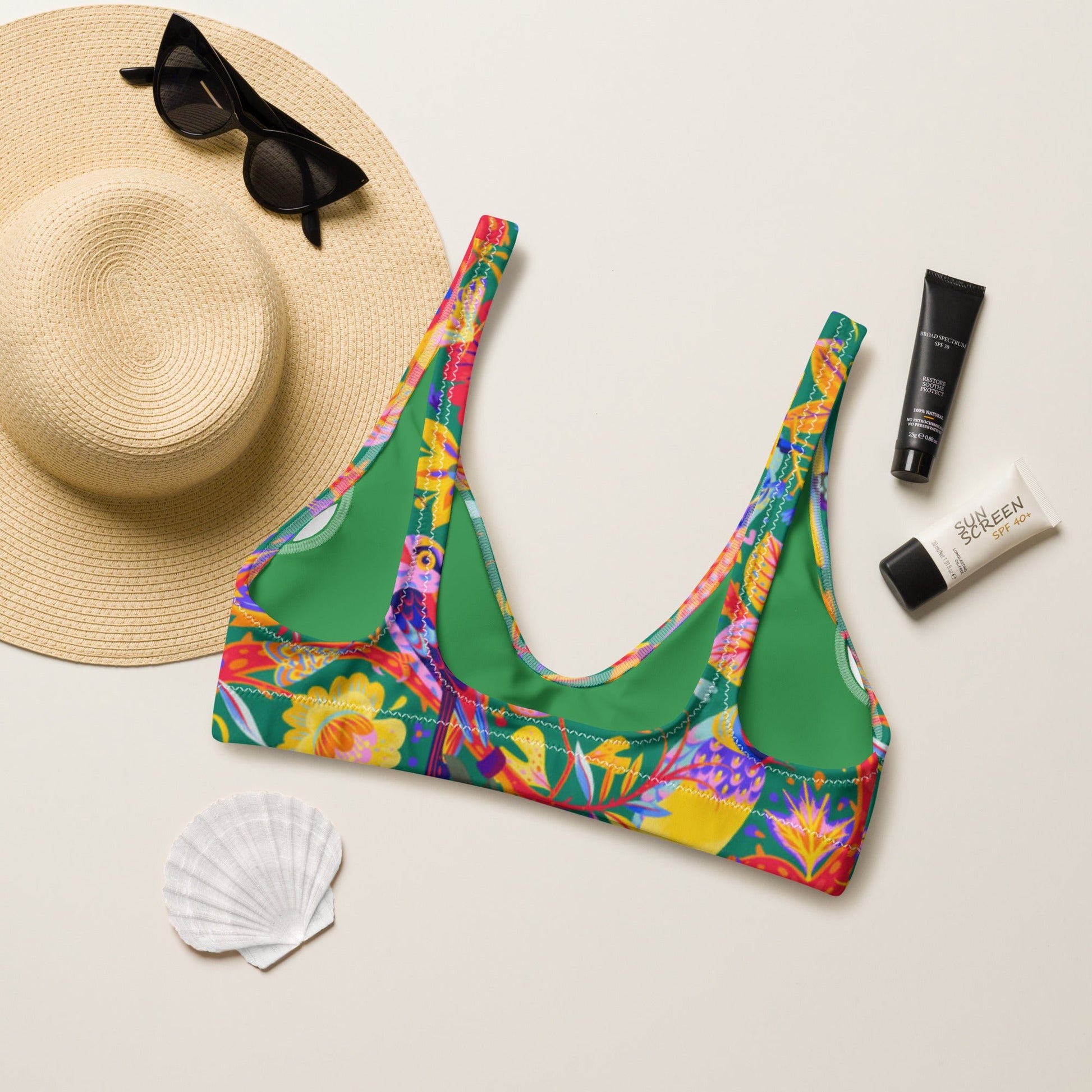 Women's padded bikini top, Women's padded bikini top, Bird Pattern Top, Bikini Tops, Padded Swimsuit Top, Bathing Suit Top - PratSN