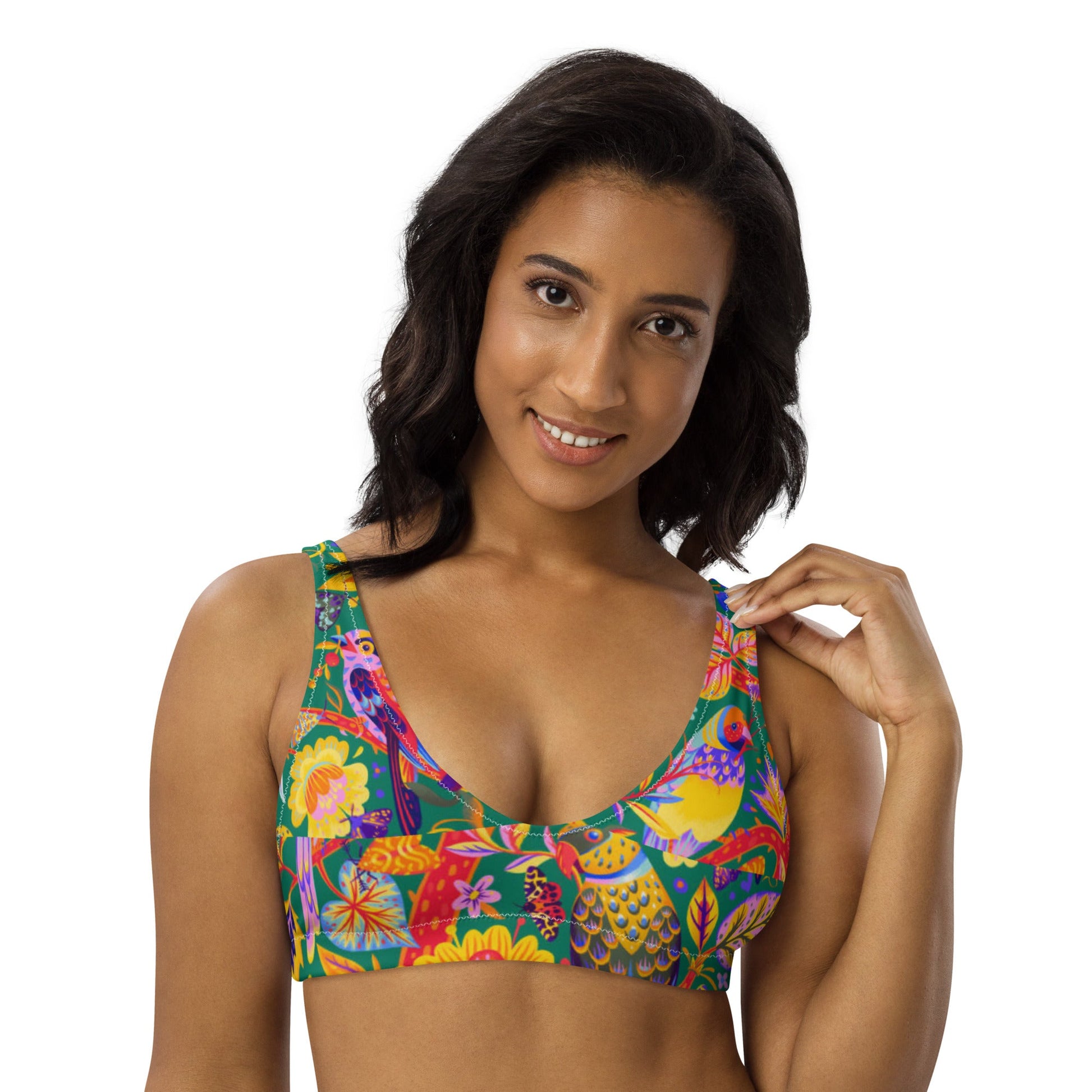 Women's padded bikini top, Women's padded bikini top, Bird Pattern Top, Bikini Tops, Padded Swimsuit Top, Bathing Suit Top - PratSN