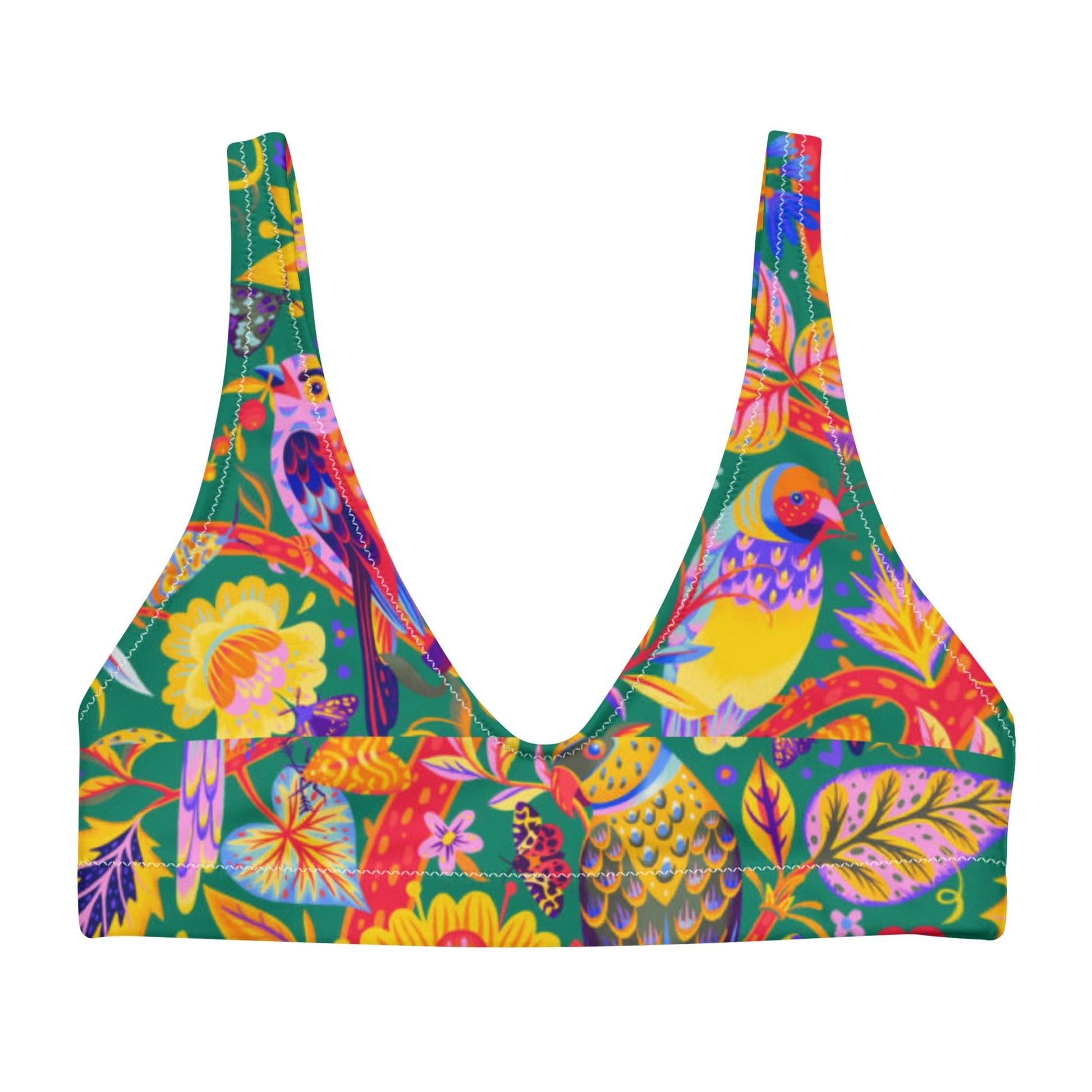 Women's padded bikini top, Women's padded bikini top, Bird Pattern Top, Bikini Tops, Padded Swimsuit Top, Bathing Suit Top - PratSN