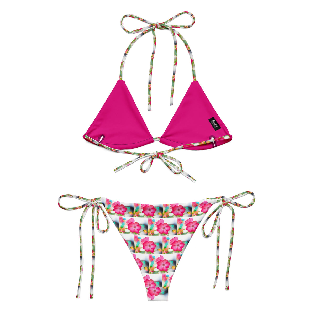 Women's Pink Floral All-over print string bikini Set - PratSN