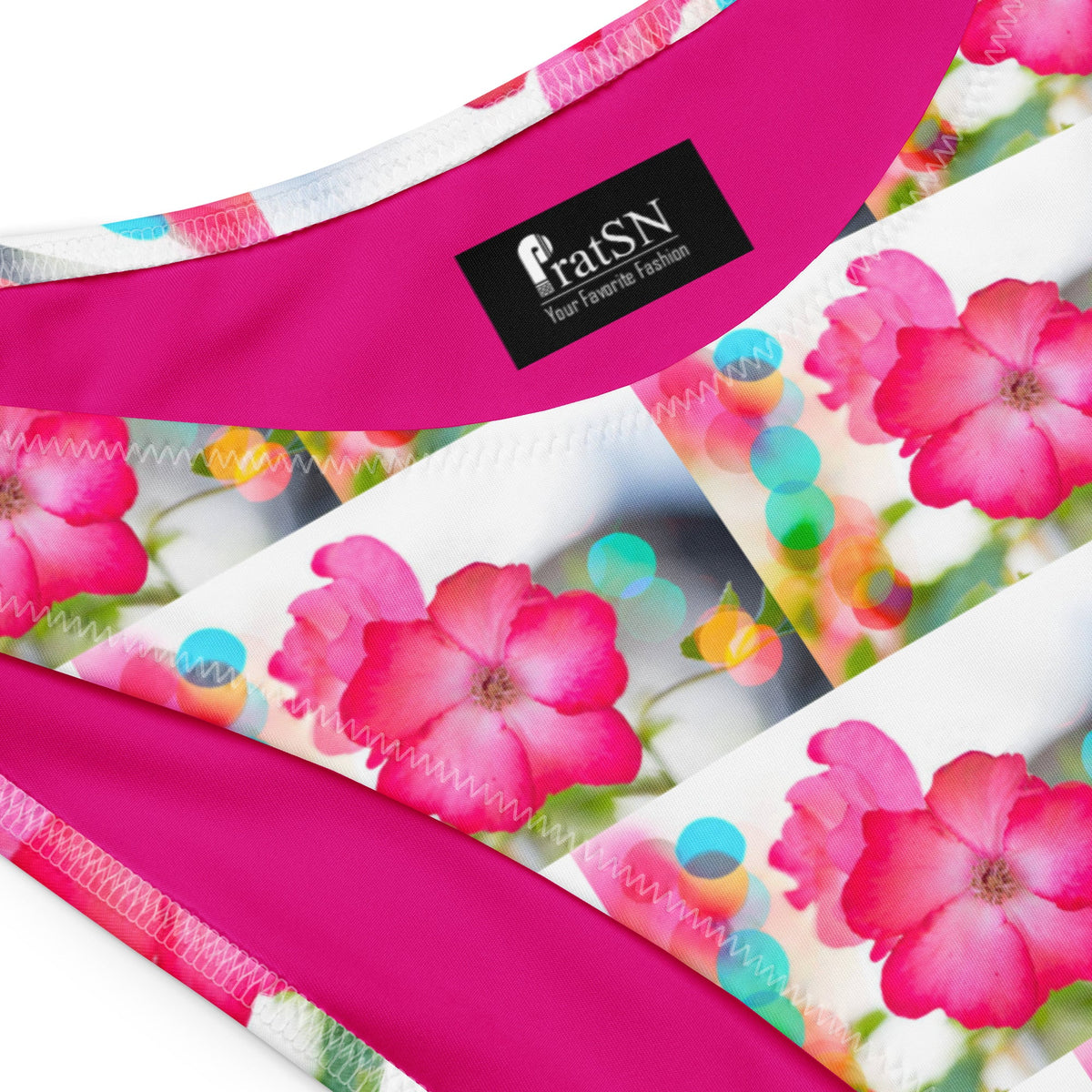 Women's Pink Floral bandeau bikini Set - PratSN