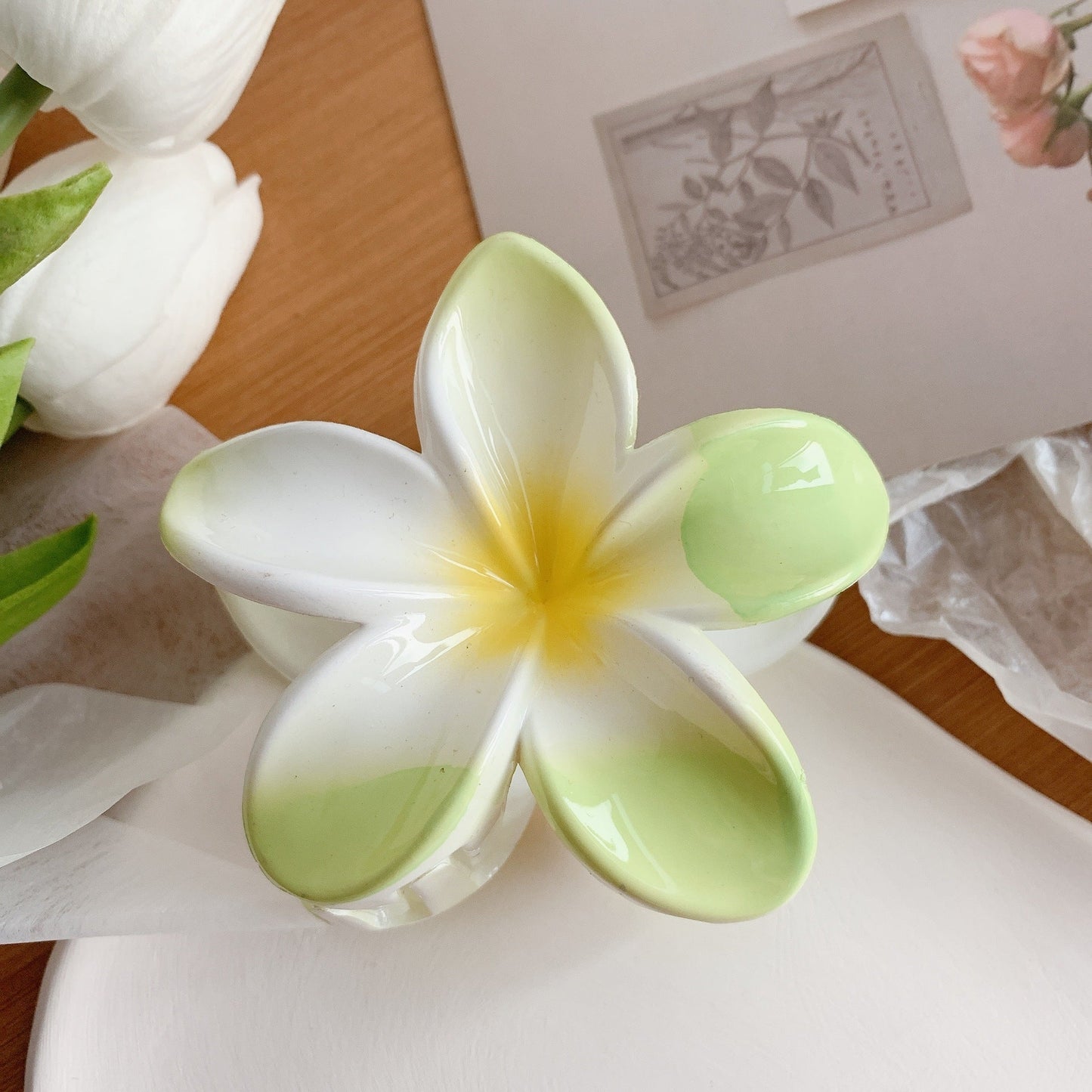 Women's Plumeria Hair Clips, Flower Hair Clip, Trendy Hair Claw Clip, Popular Hair Catch Hair Accessories - PratSN