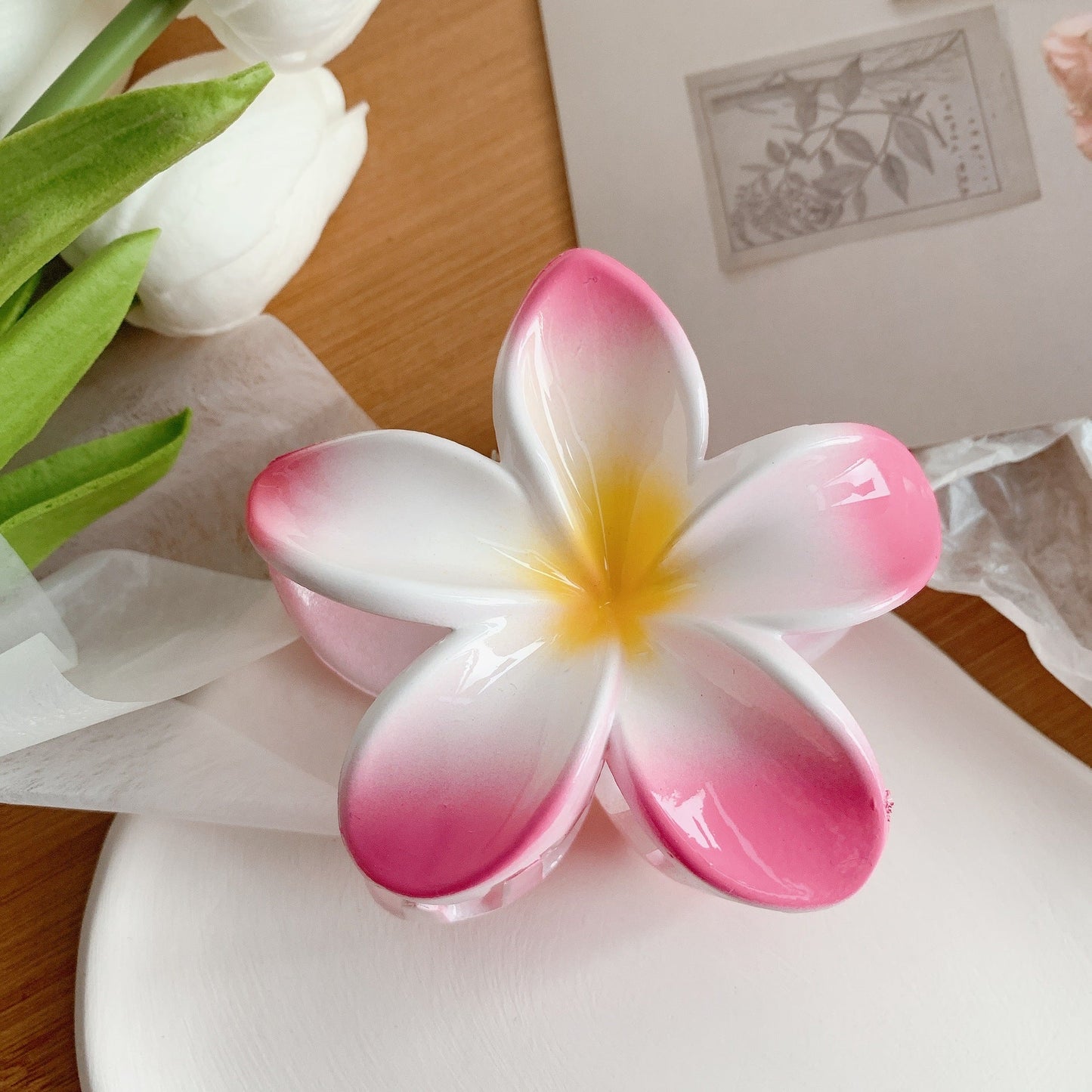 Women's Plumeria Hair Clips, Flower Hair Clip, Trendy Hair Claw Clip, Popular Hair Catch Hair Accessories - PratSN