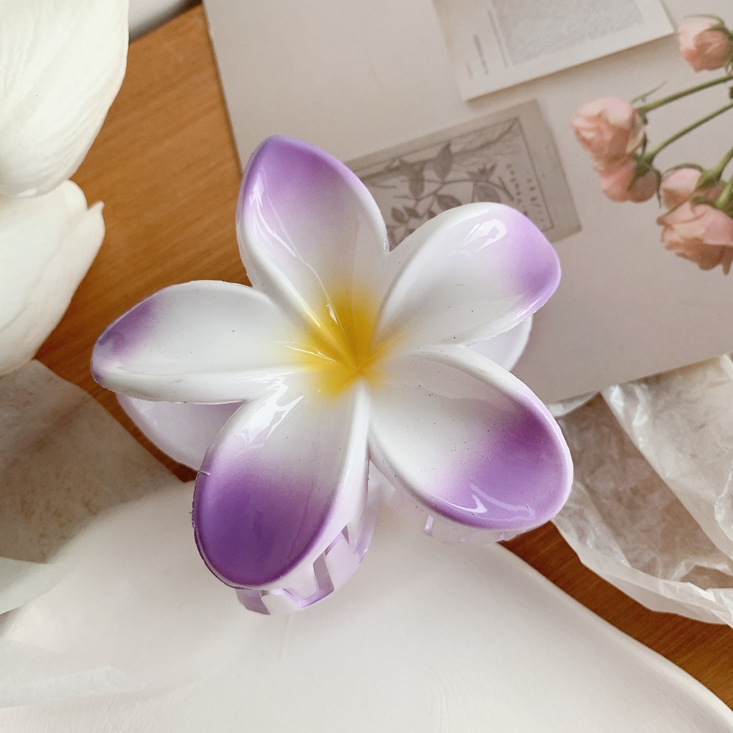 Women's Plumeria Hair Clips, Flower Hair Clip, Trendy Hair Claw Clip, Popular Hair Catch Hair Accessories - PratSN