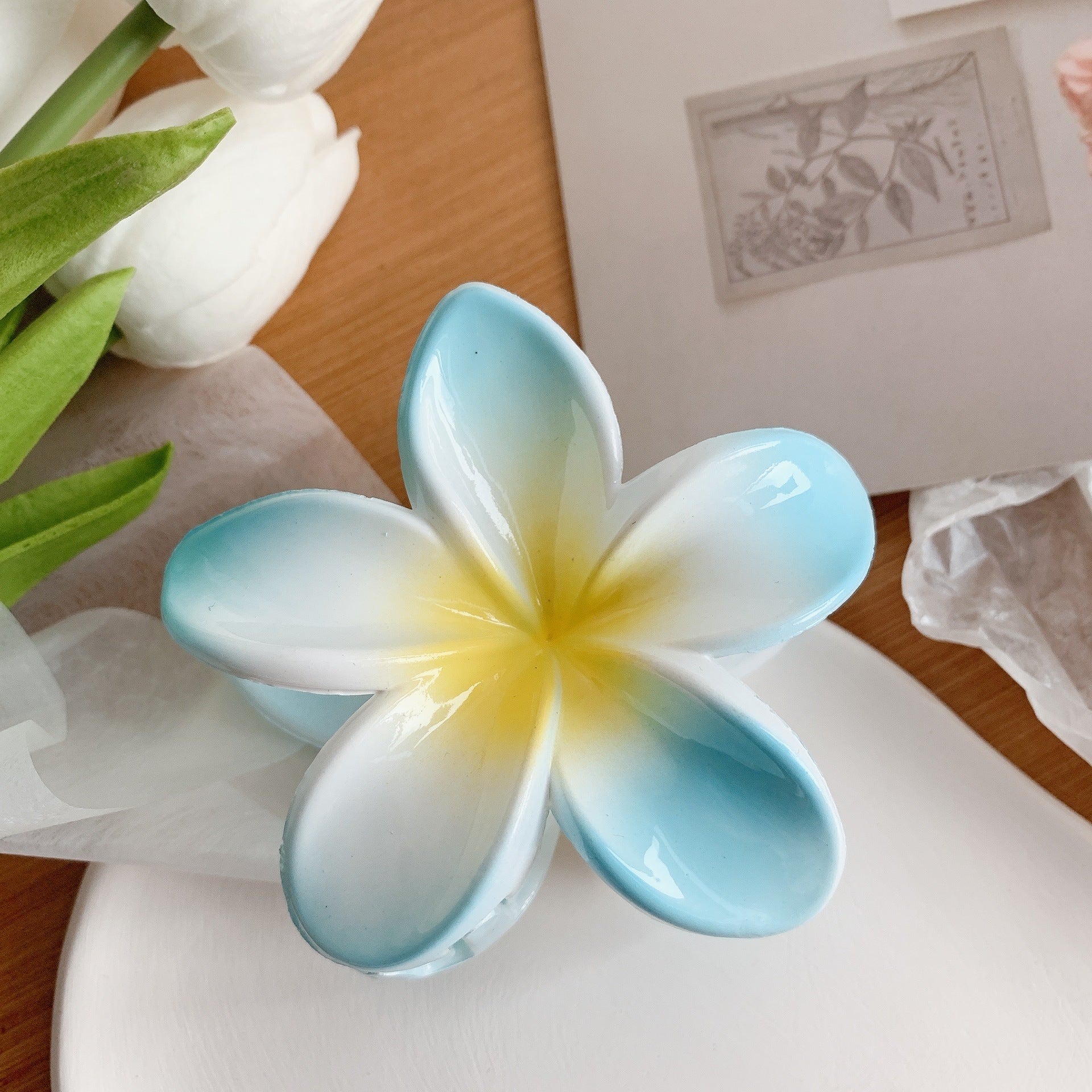 Women's Plumeria Hair Clips, Flower Hair Clip, Trendy Hair Claw Clip, Popular Hair Catch Hair Accessories - PratSN