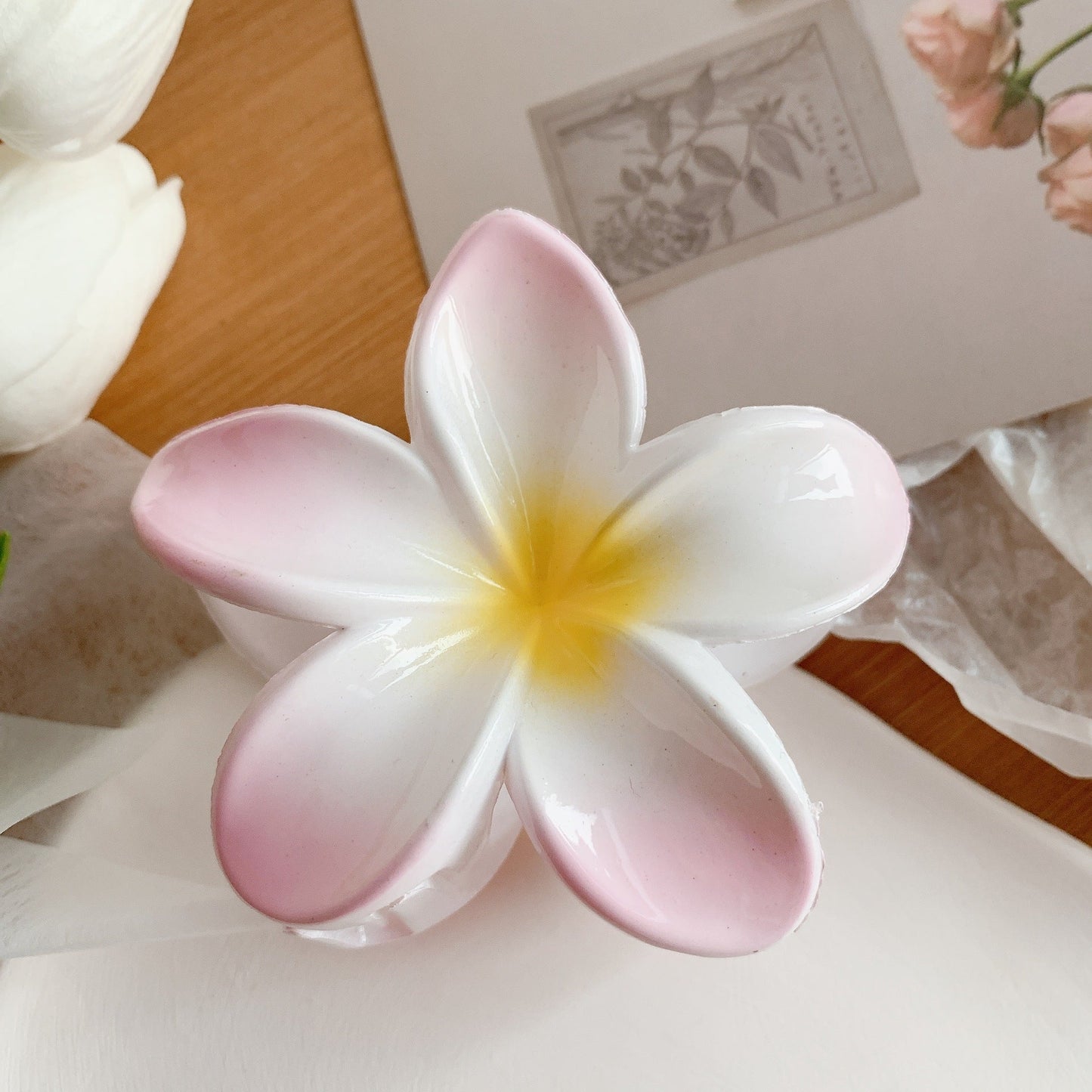 Women's Plumeria Hair Clips, Flower Hair Clip, Trendy Hair Claw Clip, Popular Hair Catch Hair Accessories - PratSN