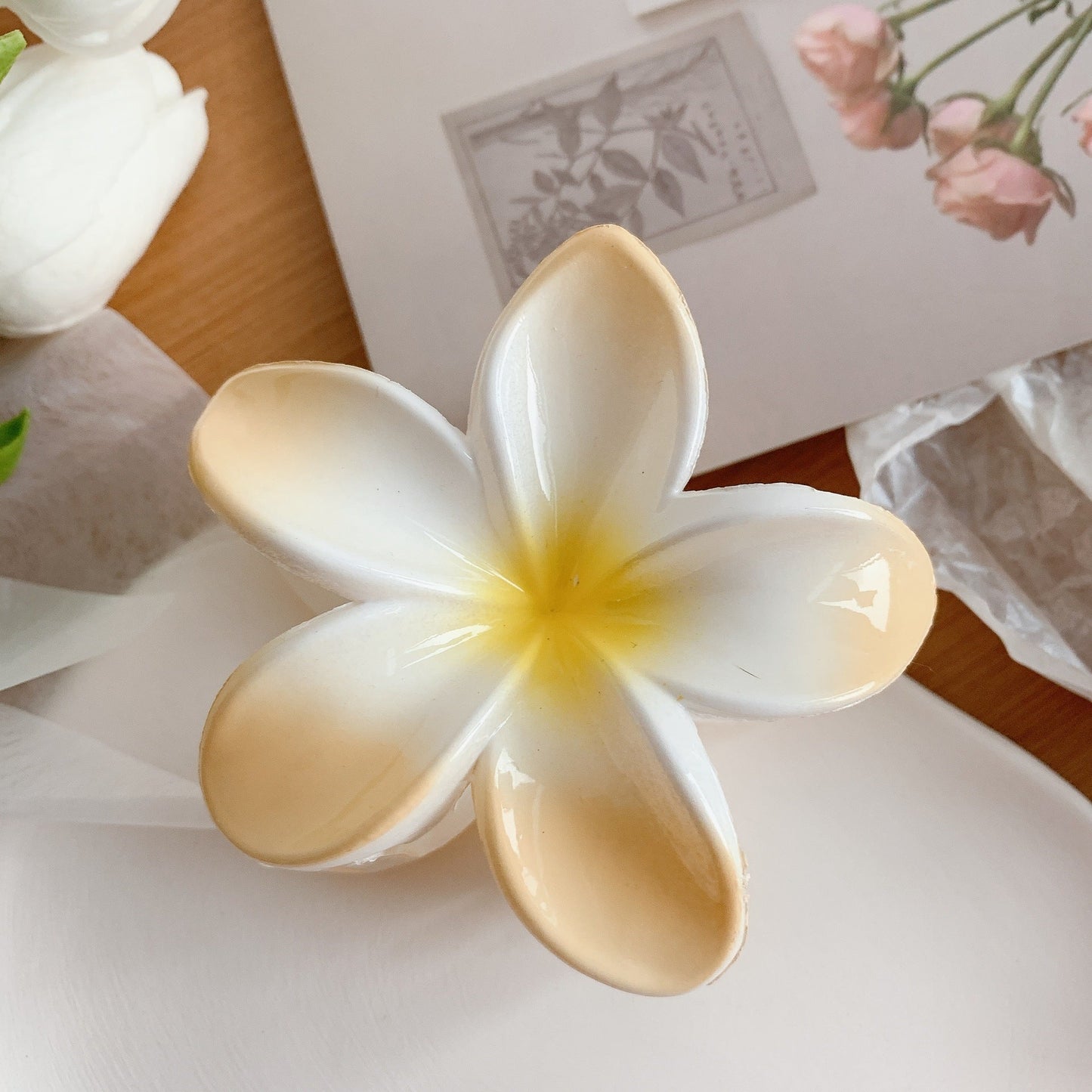 Women's Plumeria Hair Clips, Flower Hair Clip, Trendy Hair Claw Clip, Popular Hair Catch Hair Accessories - PratSN
