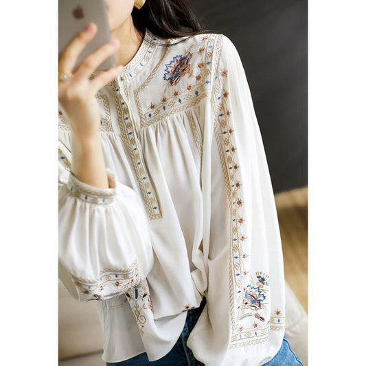 Women's Printed Bohemian Style Sleeve Shirt - PratSN