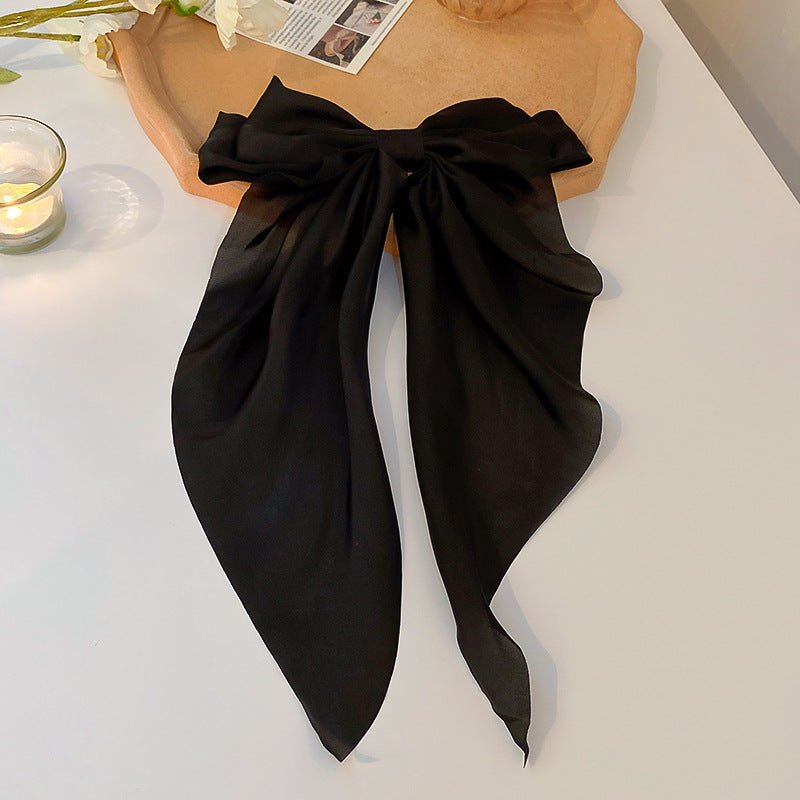 Women's Red Bow Encrusted Tassel Hairpin Back Head Spring Top Clip - PratSN