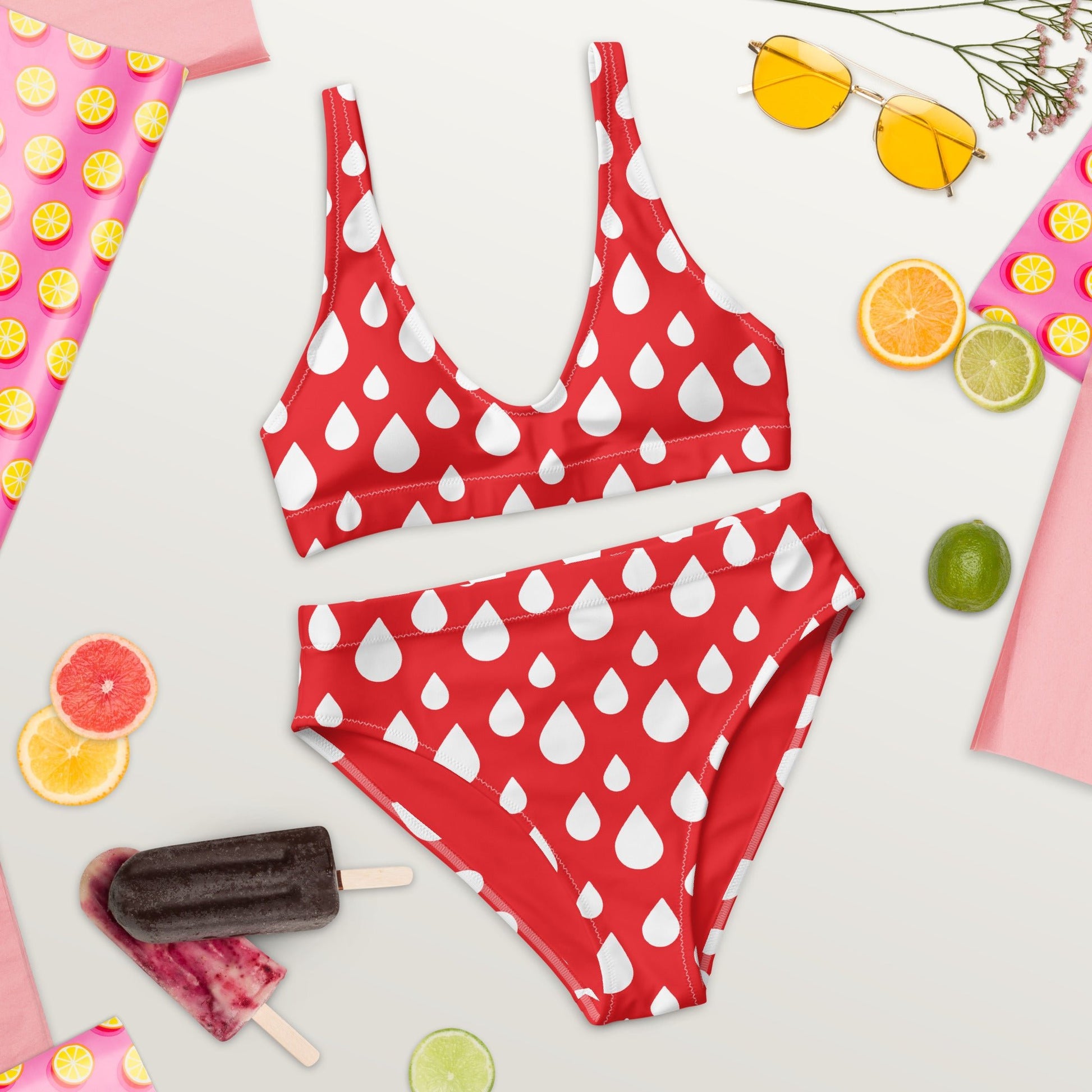 Women's red high - waisted bikini - PratSN