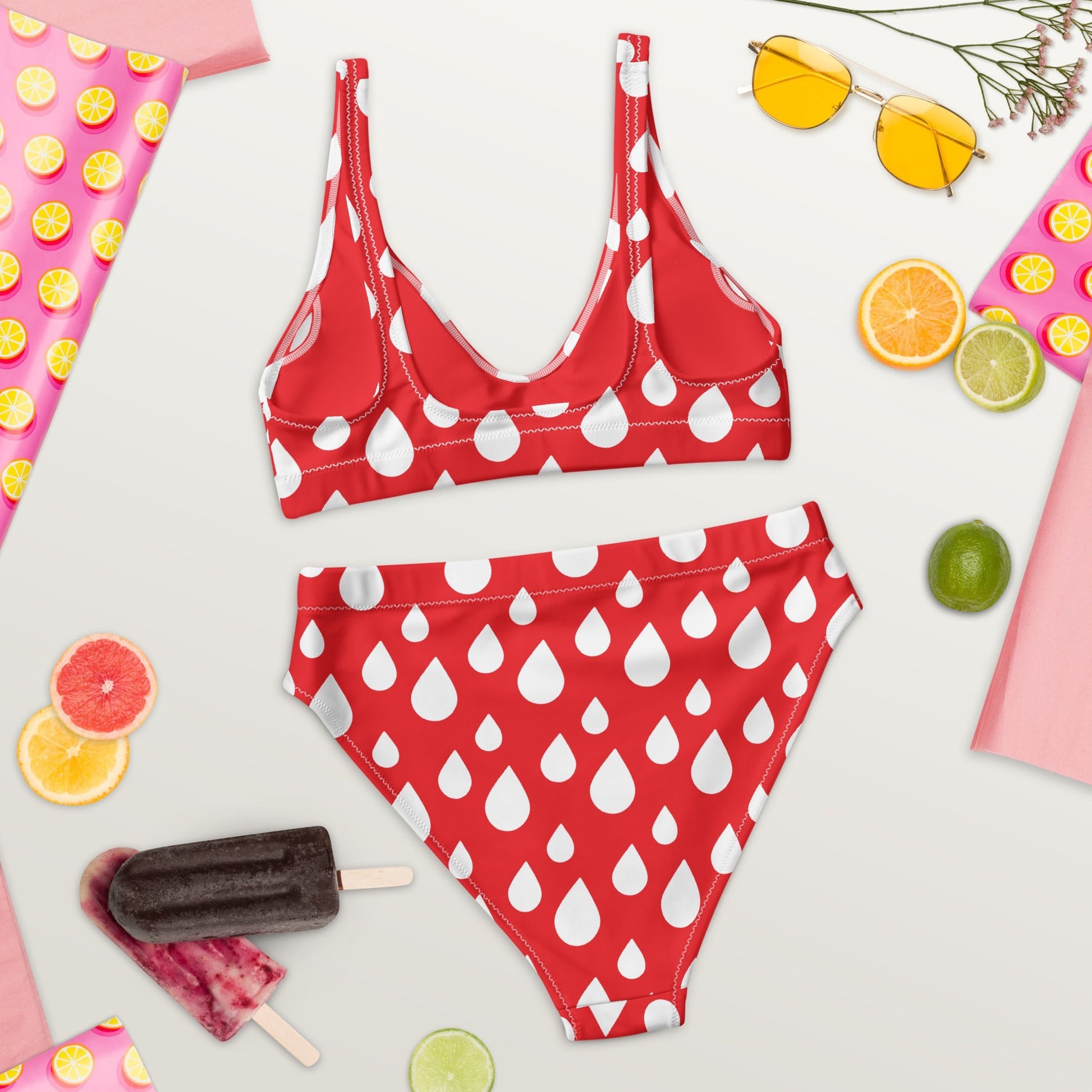 Women's red high - waisted bikini - PratSN
