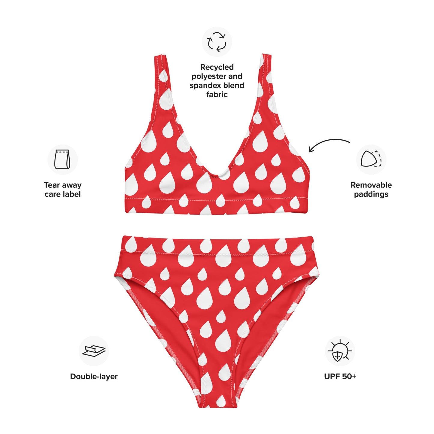 Women's red high - waisted bikini - PratSN