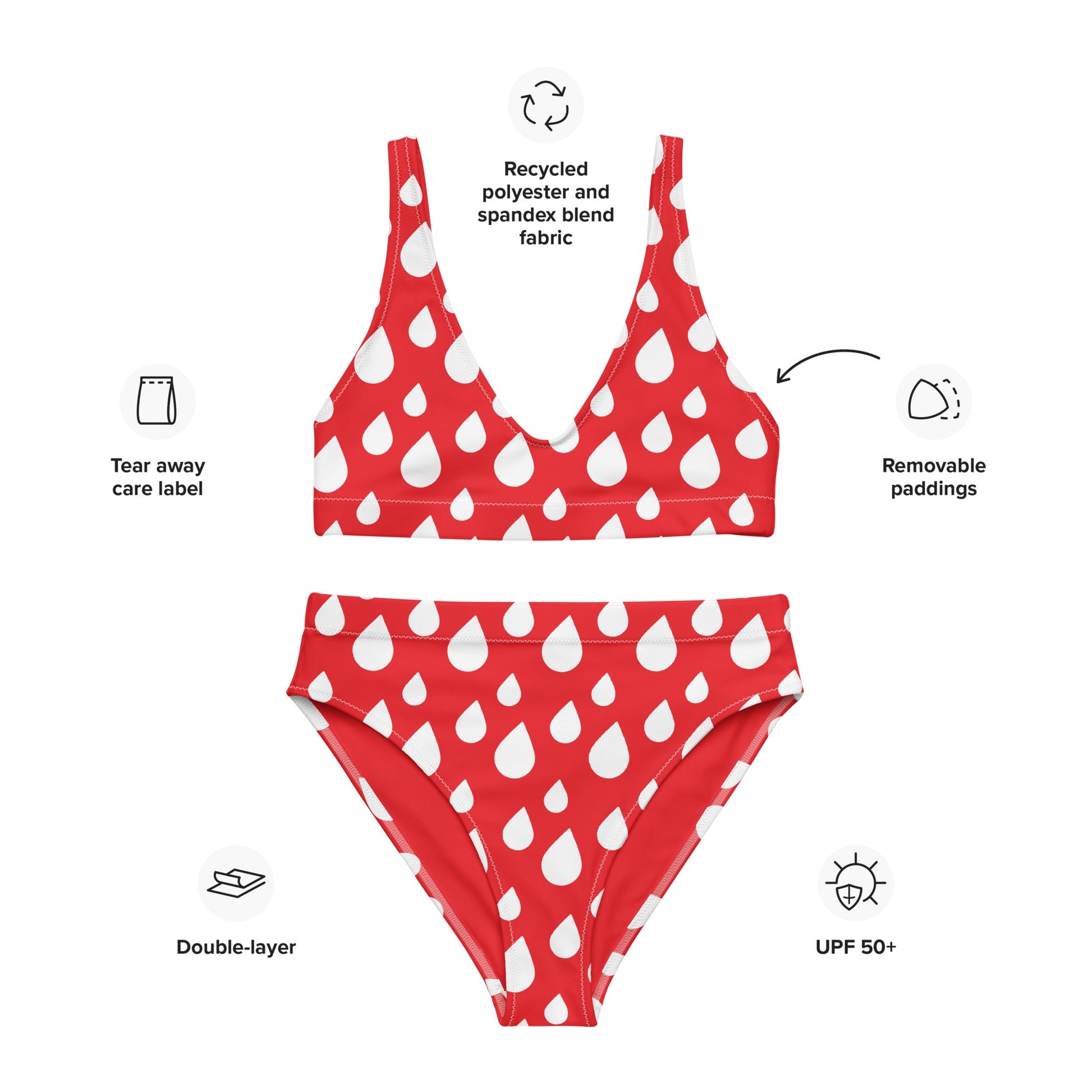 Women's red high - waisted bikini - PratSN