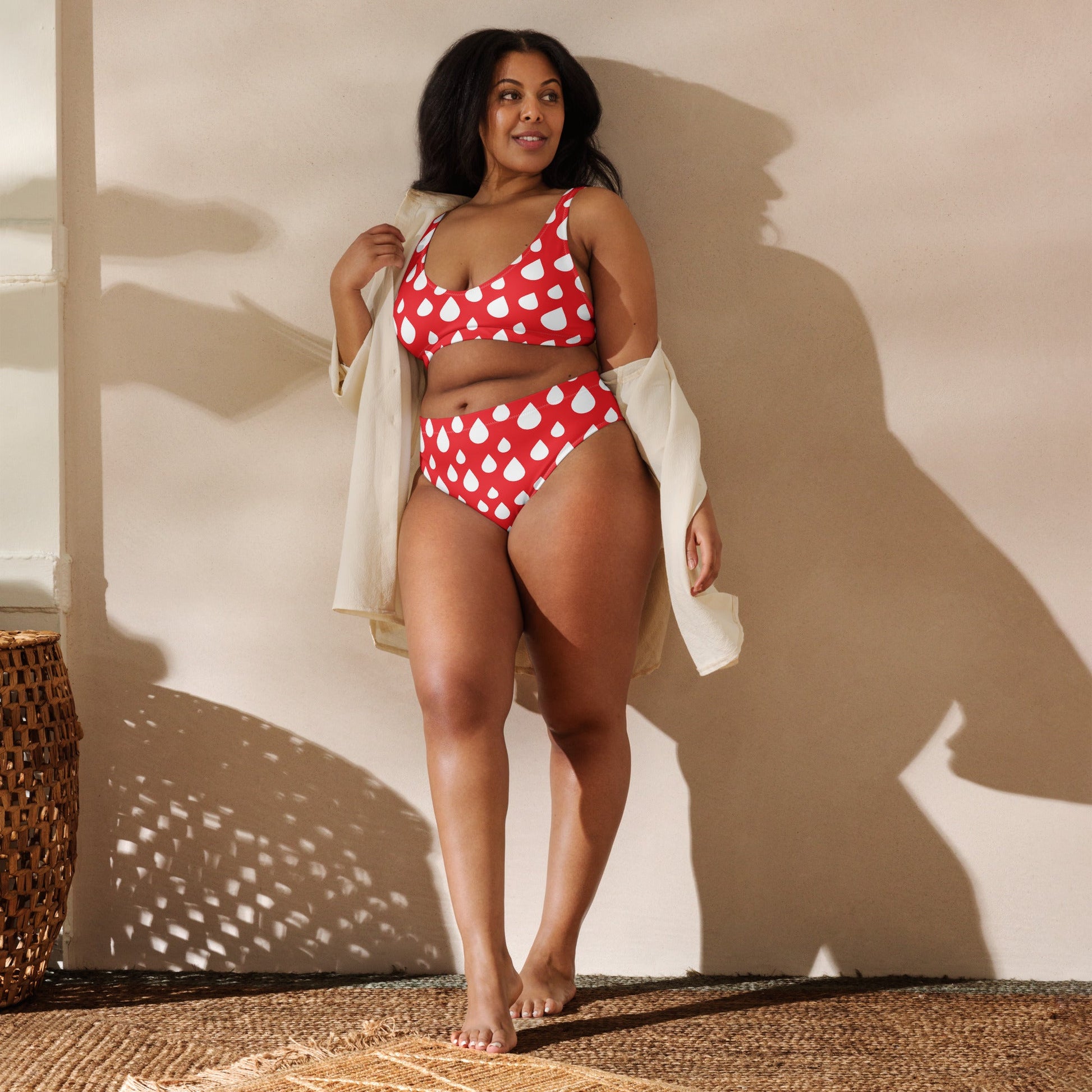 Women's red high - waisted bikini - PratSN