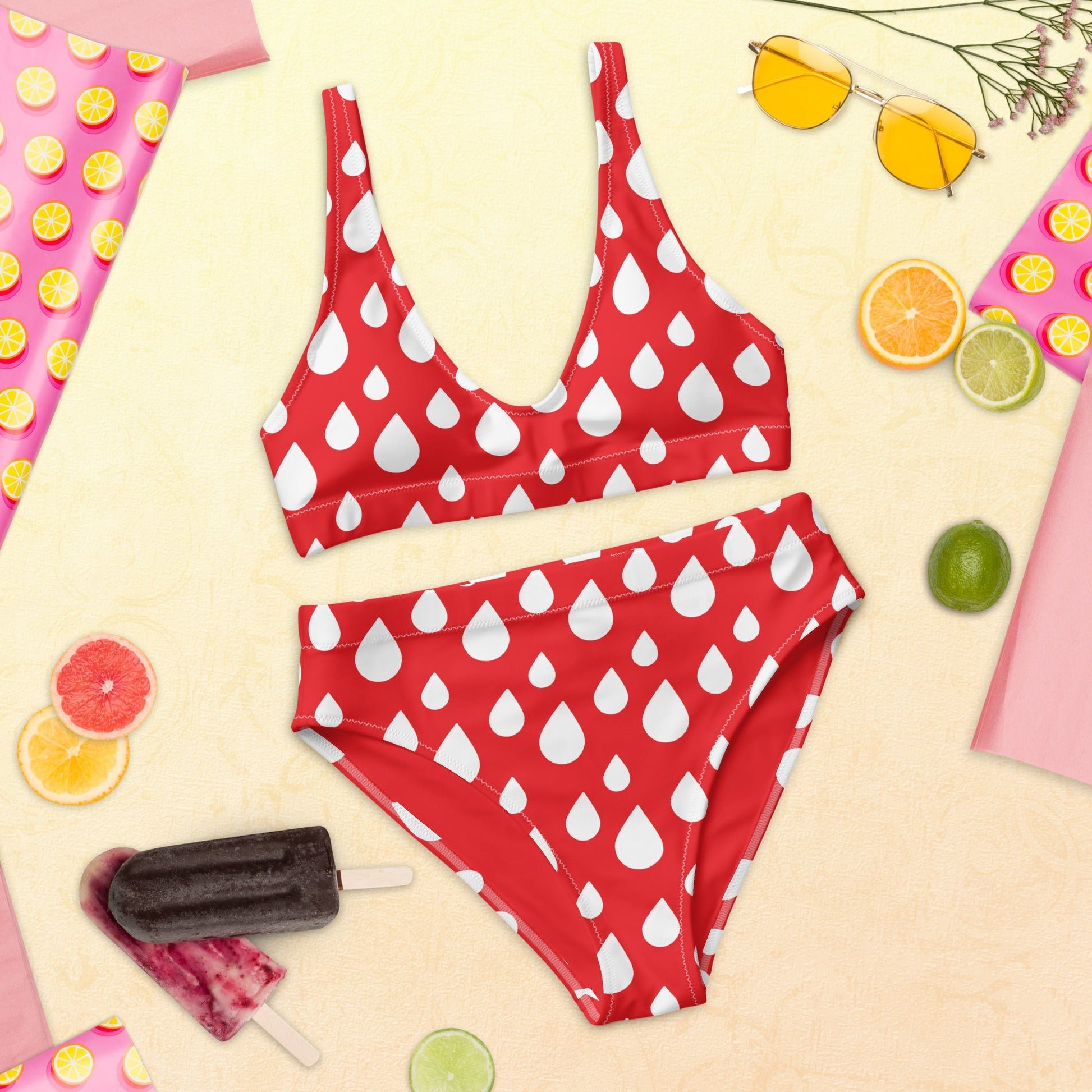 Women's red high - waisted bikini - PratSN