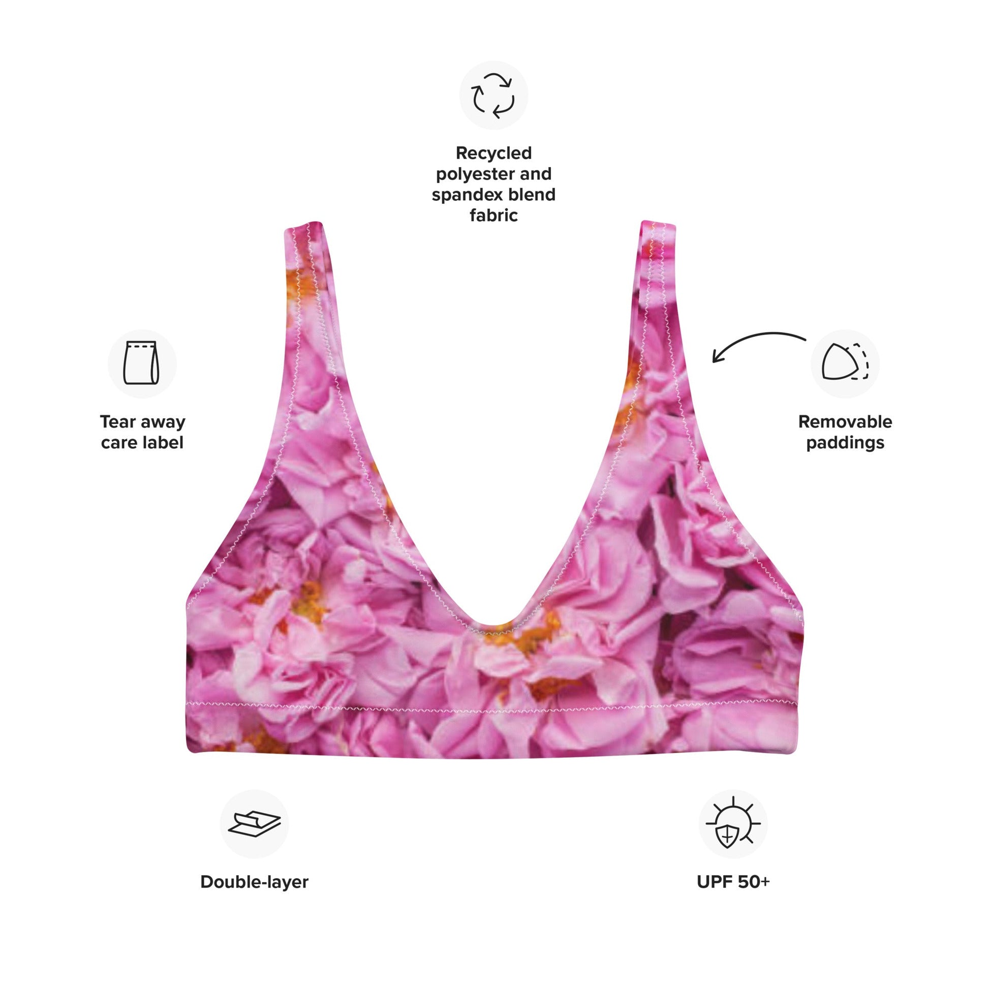 Women's rose padded bikini top - PratSN