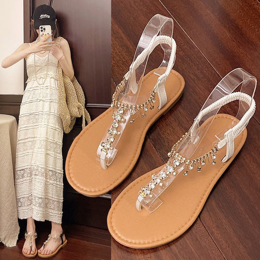 Women's Sandals New Big Rhinestone Fashion - PratSN
