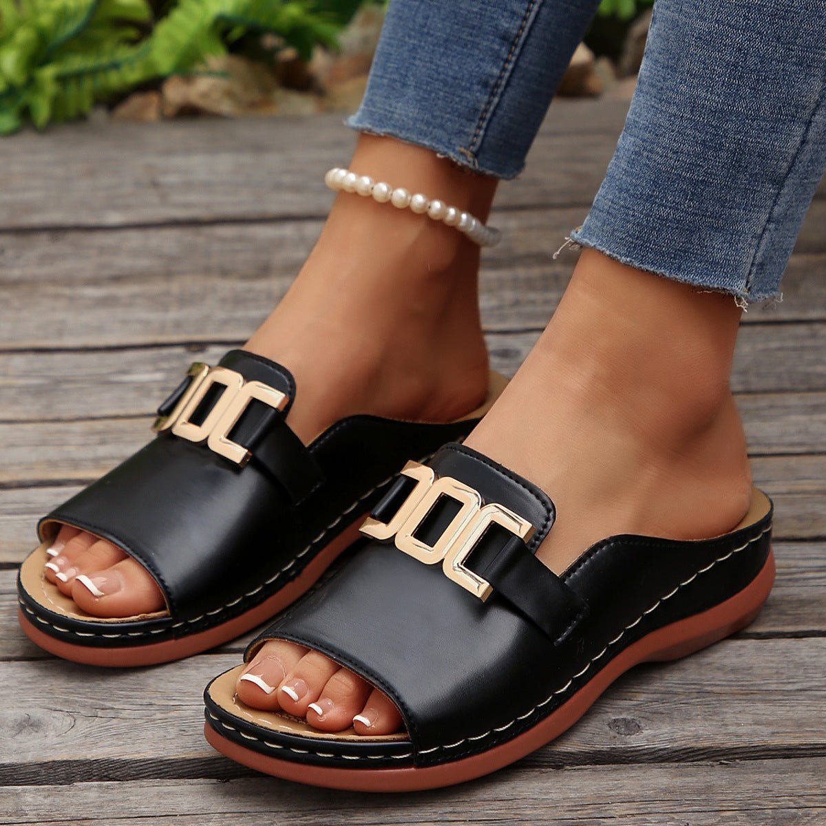 Women's Sandals Summer Fashion Platform Peep - toed Slides Slippers Outdoor Thick Bottom Roman Shoes - PratSN