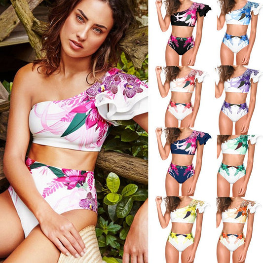 Women's Sexy Two - piece Swimwear Floral Print Swimsuit Bikini Swimming Beachwear Bikinis - PratSN