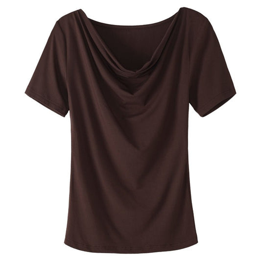 Women's Short - sleeved T-shirt With Pile Collar - PratSN