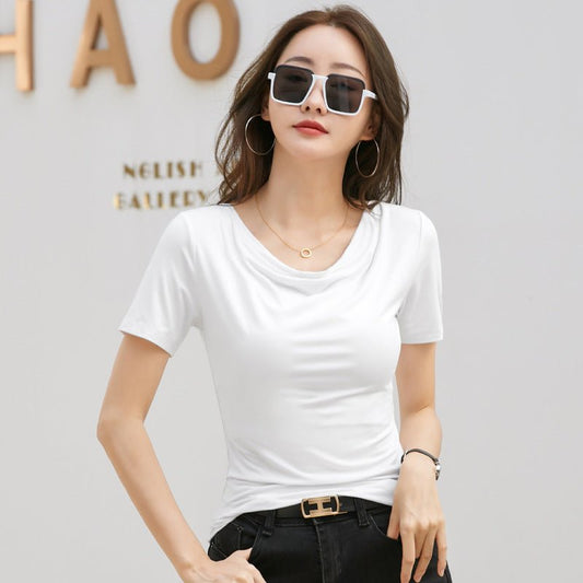 Women's Short - sleeved T-shirt With Pile Collar - PratSN