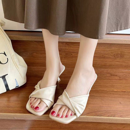 Women's Simple High Heel Shoes Outdoor Semi - slippers - PratSN