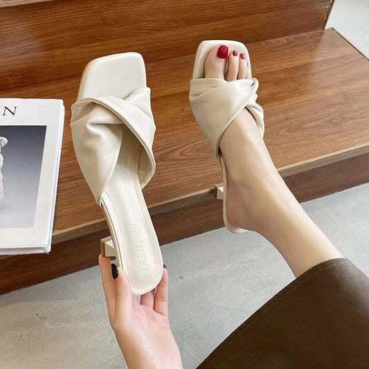 Women's Simple High Heel Shoes Outdoor Semi - slippers - PratSN