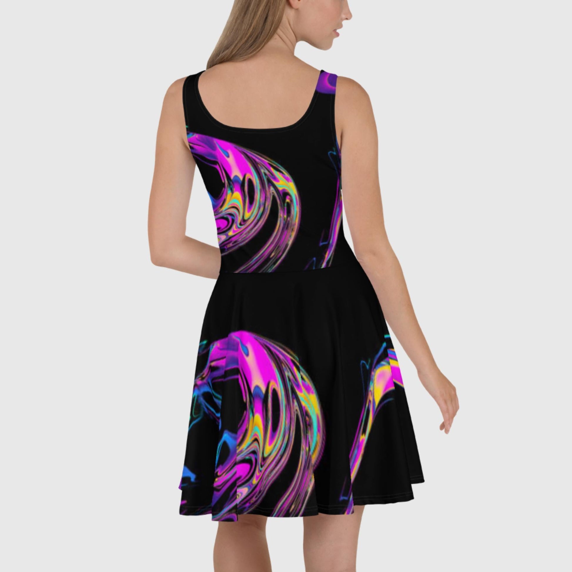 women's Skater Dress, Black and Purple Skater dress,Clubwear, Fit - PratSN XL women's Skater Dress, Black and Purple Skater dress,Clubwear, Fit - PratSN XL