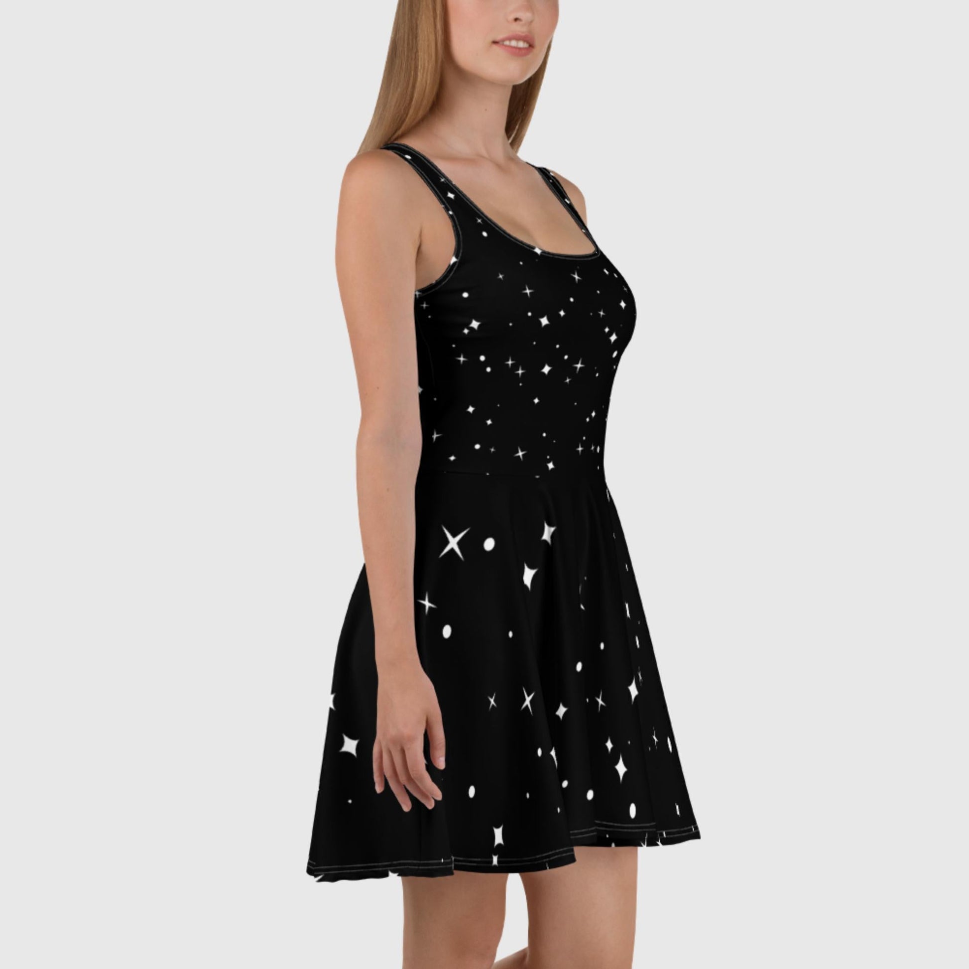 Women's Skater Dress, Black skater dress, Glitter pattern dress - PratSN Women's Skater Dress, Black skater dress, Glitter pattern dress - PratSN