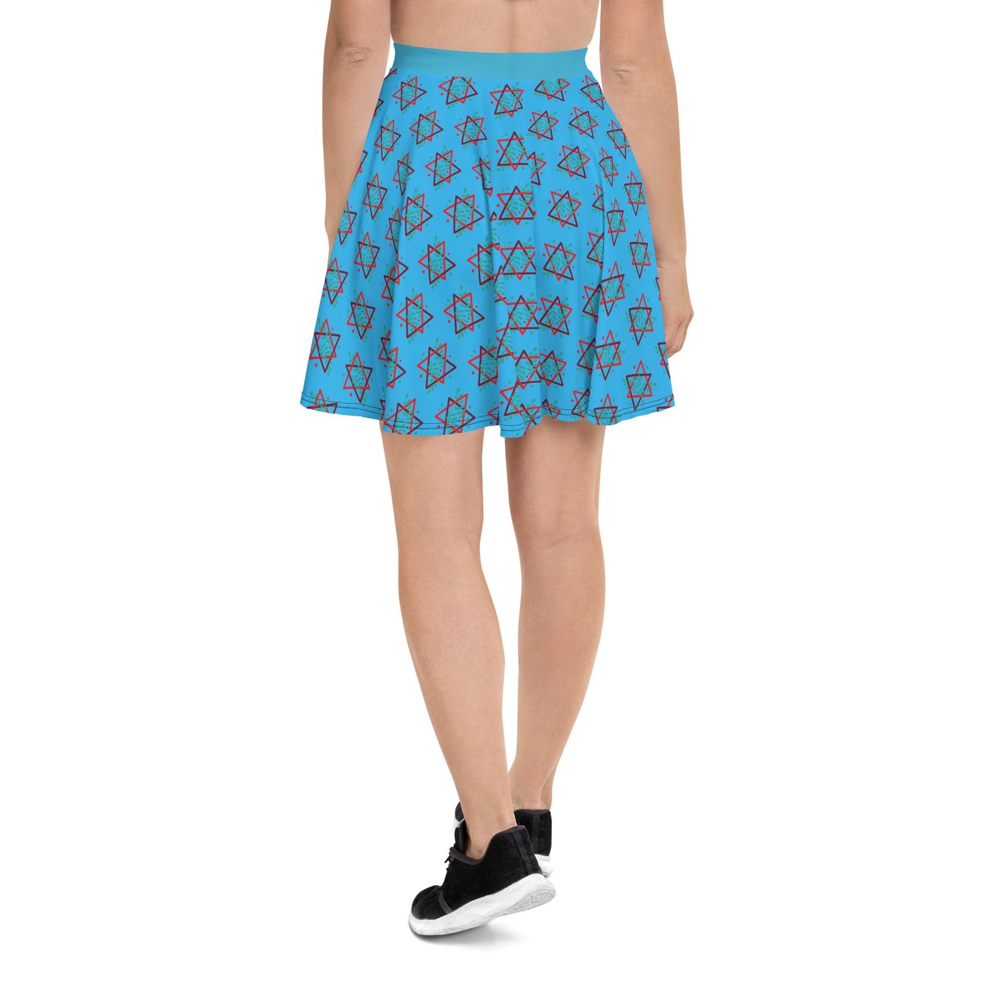 Women's skater skirt, Deep sky blue color skirt, Festive skater skirt, Cut & sew sublimation skirt, skater skirt for summer and spring festivals - PratSN