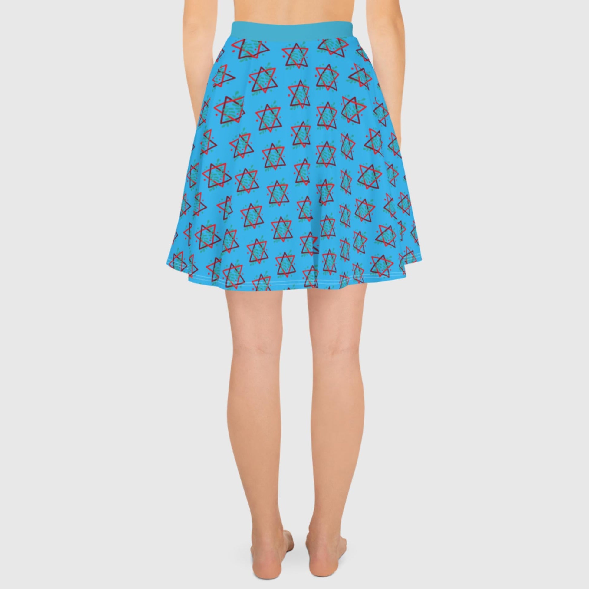 Women's skater skirt, Deep sky blue color skirt, Festive skater skirt, Cut & sew sublimation skirt, skater skirt for summer and spring festivals - PratSN