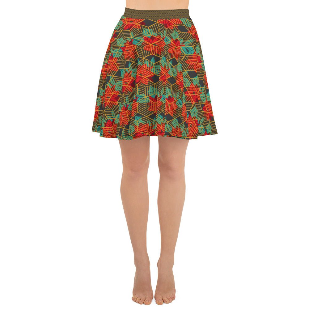 Women's skater skirt, Eclipse fill skirt, Festive and geometric pattern skater skirt, Cut & sew sublimation skirt, skater skirt for summer and spring - PratSN
