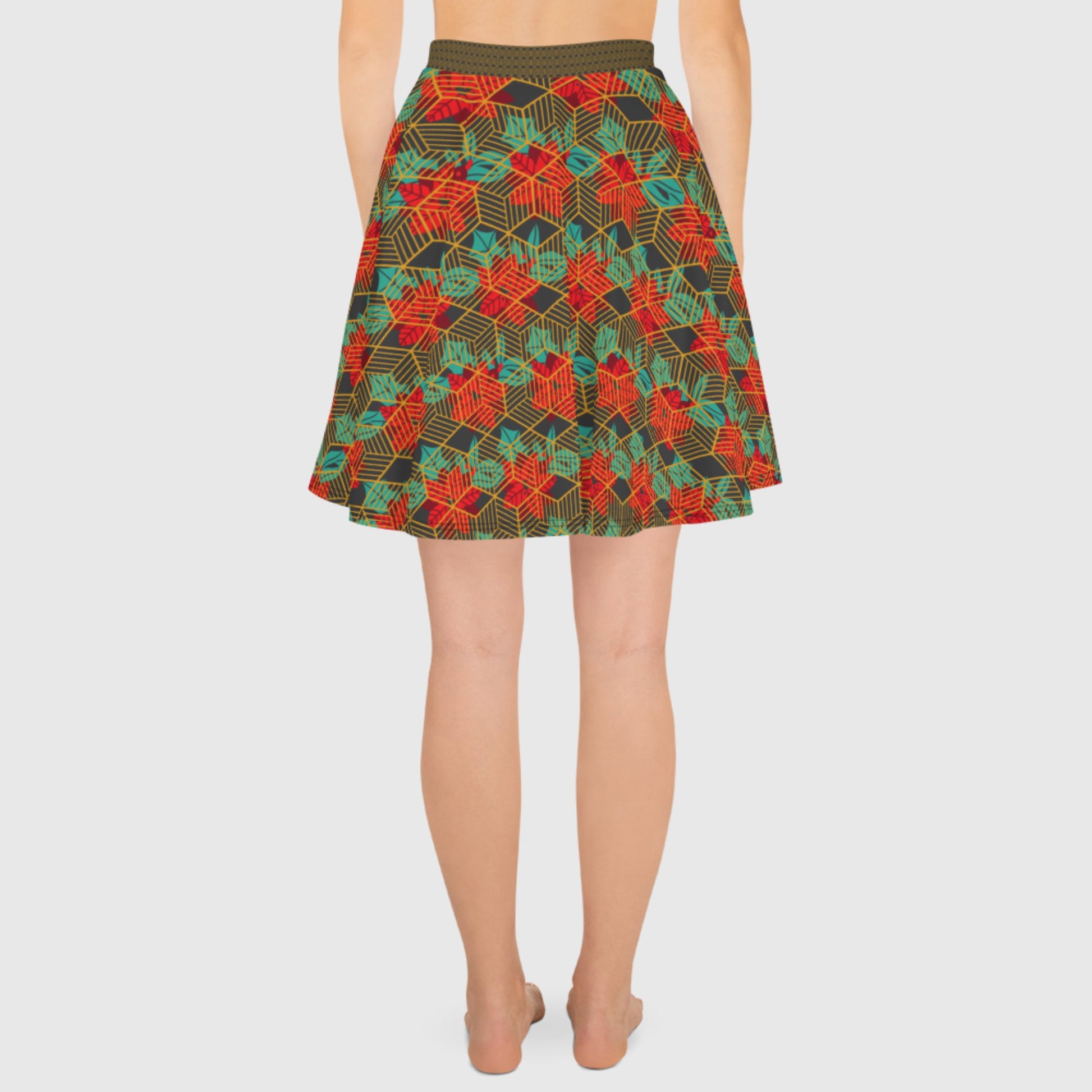 Women's skater skirt, Eclipse fill skirt, Festive and geometric pattern skater skirt, Cut & sew sublimation skirt, skater skirt for summer and spring - PratSN