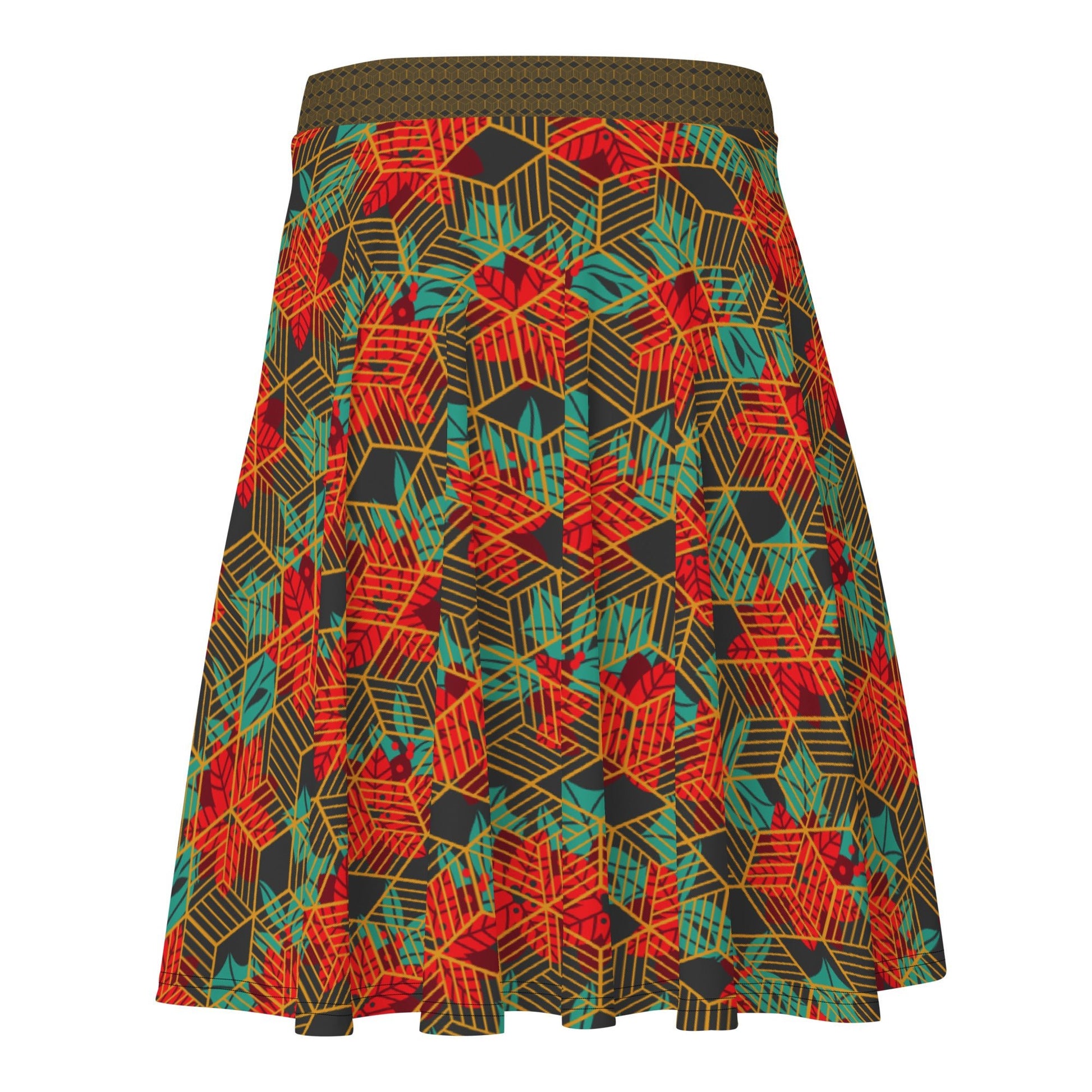 Women's skater skirt, Eclipse fill skirt, Festive and geometric pattern skater skirt, Cut & sew sublimation skirt, skater skirt for summer and spring - PratSN