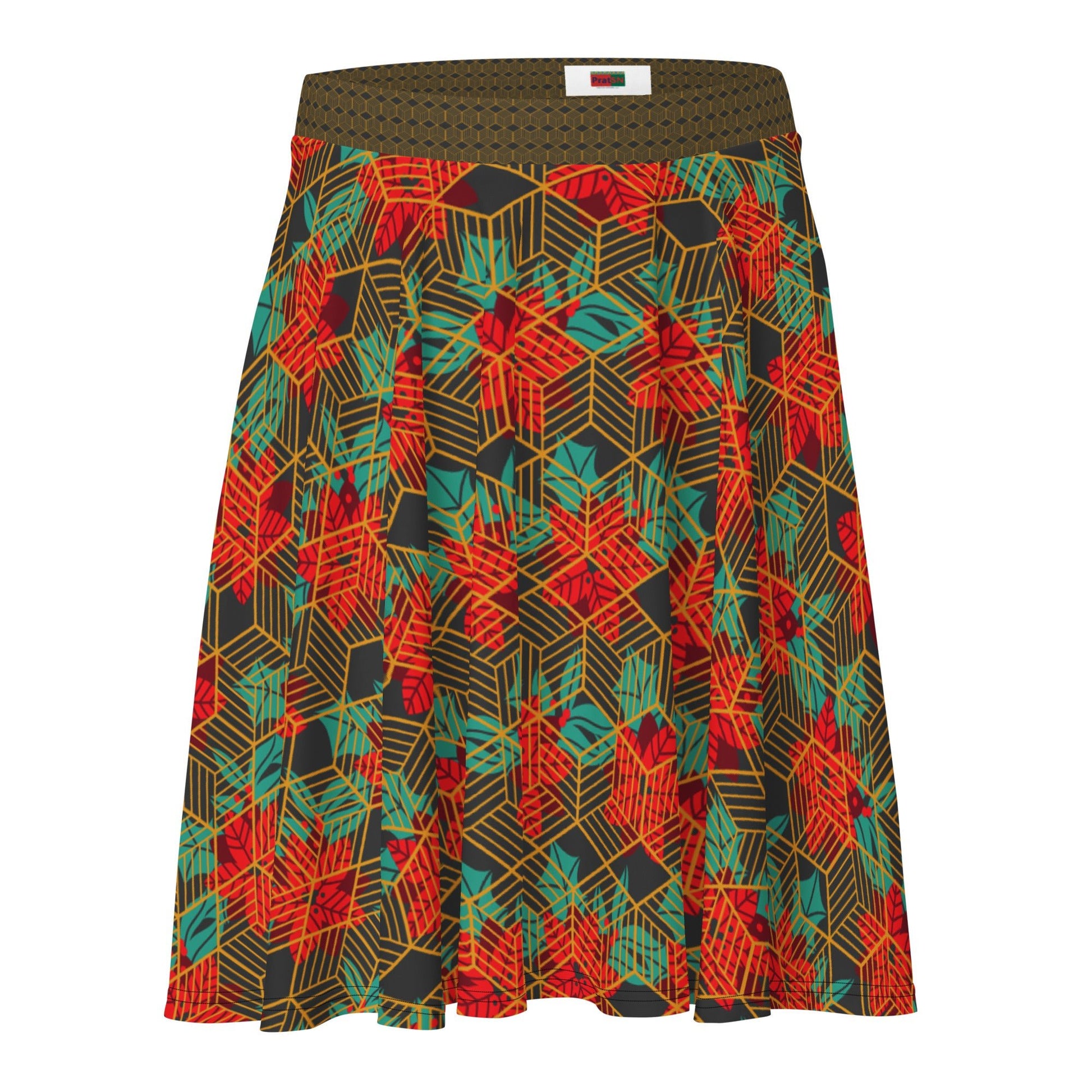 Women's skater skirt, Eclipse fill skirt, Festive and geometric pattern skater skirt, Cut & sew sublimation skirt, skater skirt for summer and spring - PratSN