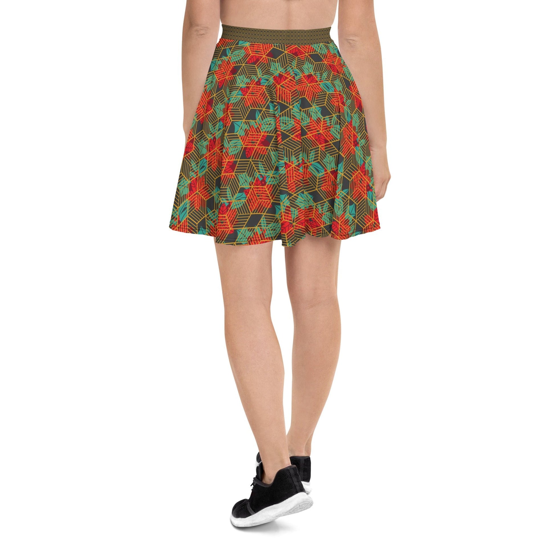 Women's skater skirt, Eclipse fill skirt, Festive and geometric pattern skater skirt, Cut & sew sublimation skirt, skater skirt for summer and spring - PratSN