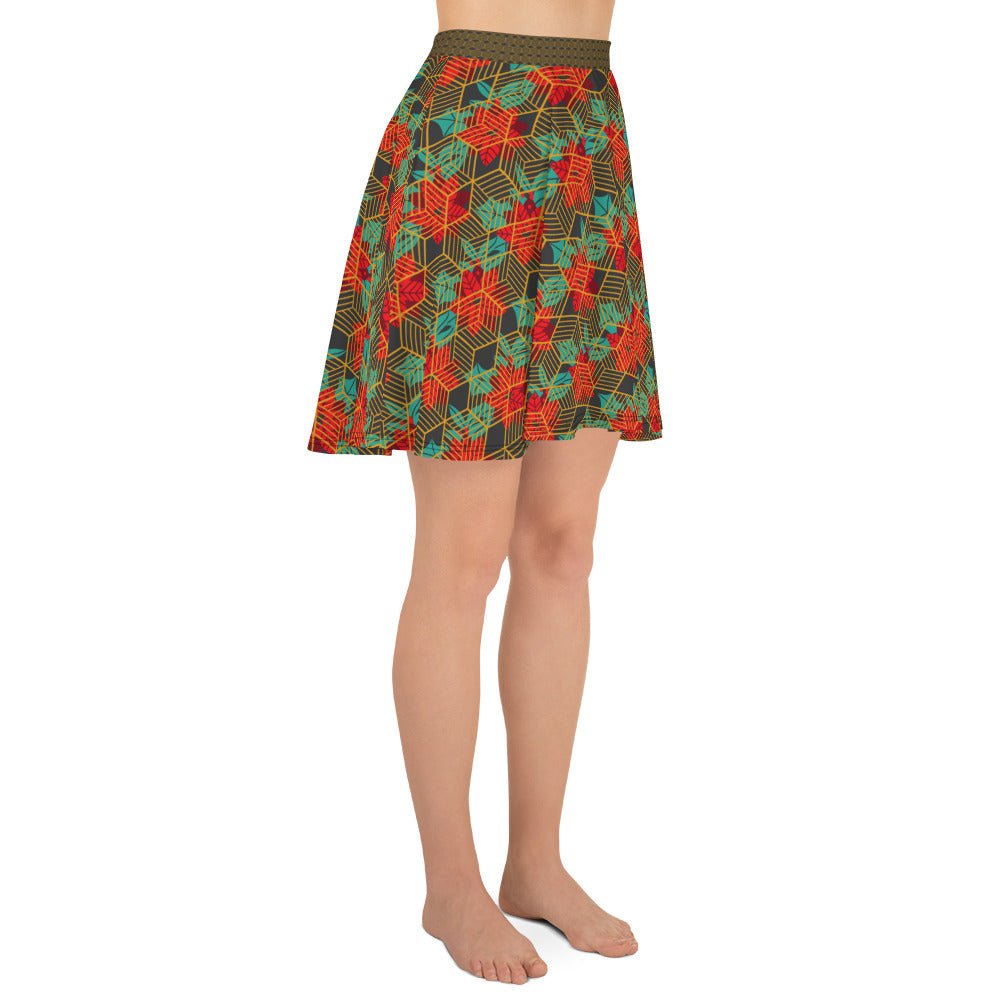 Women's skater skirt, Eclipse fill skirt, Festive and geometric pattern skater skirt, Cut & sew sublimation skirt, skater skirt for summer and spring - PratSN