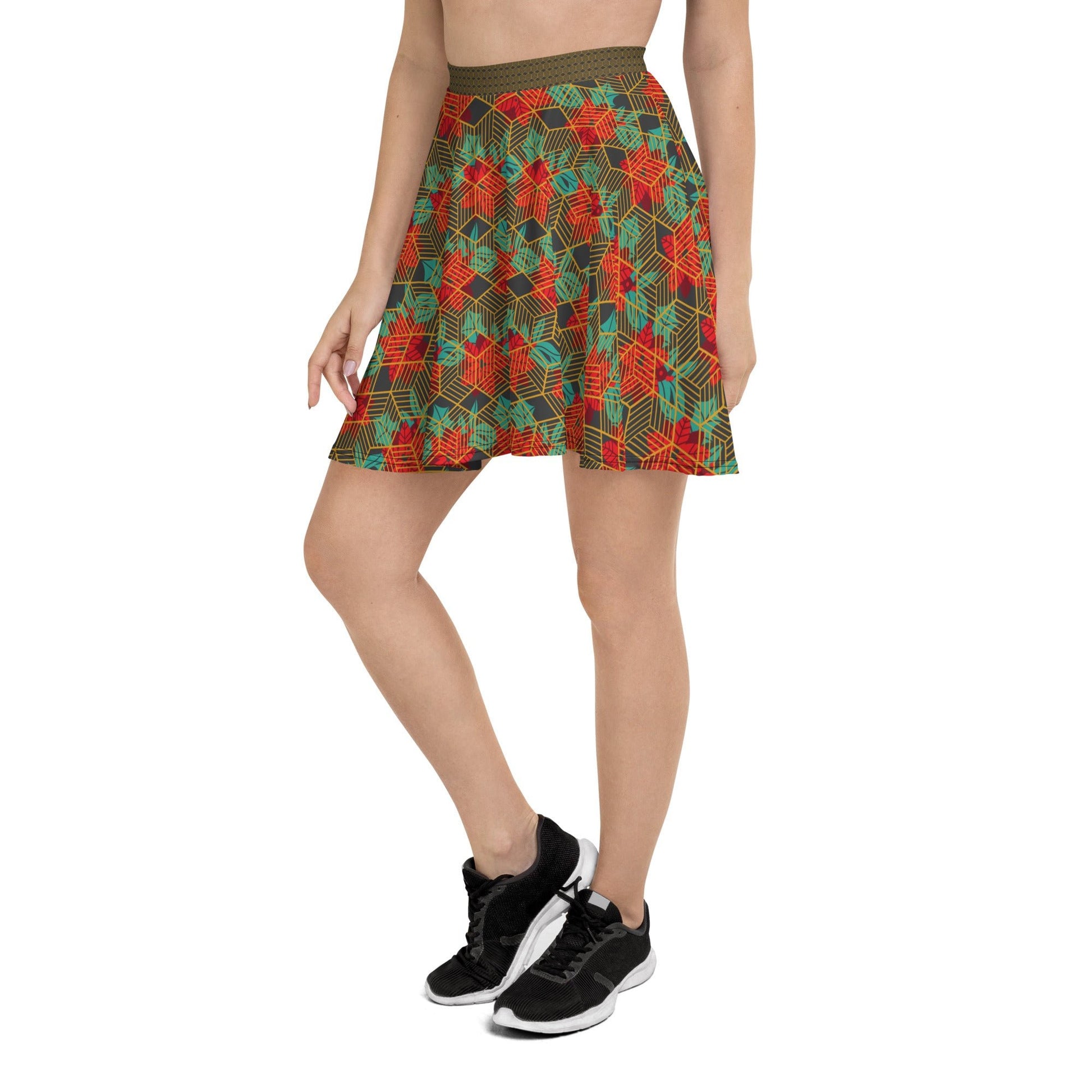 Women's skater skirt, Eclipse fill skirt, Festive and geometric pattern skater skirt, Cut & sew sublimation skirt, skater skirt for summer and spring - PratSN