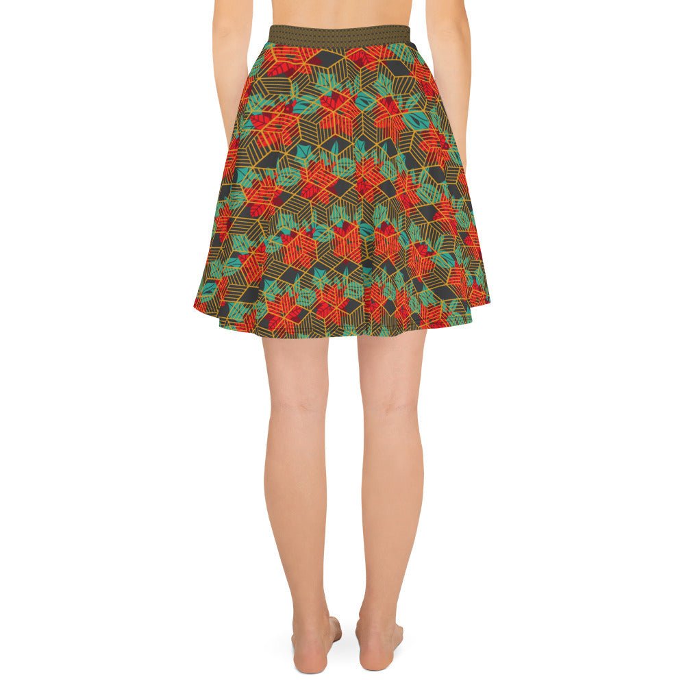 Women's skater skirt, Eclipse fill skirt, Festive and geometric pattern skater skirt, Cut & sew sublimation skirt, skater skirt for summer and spring - PratSN