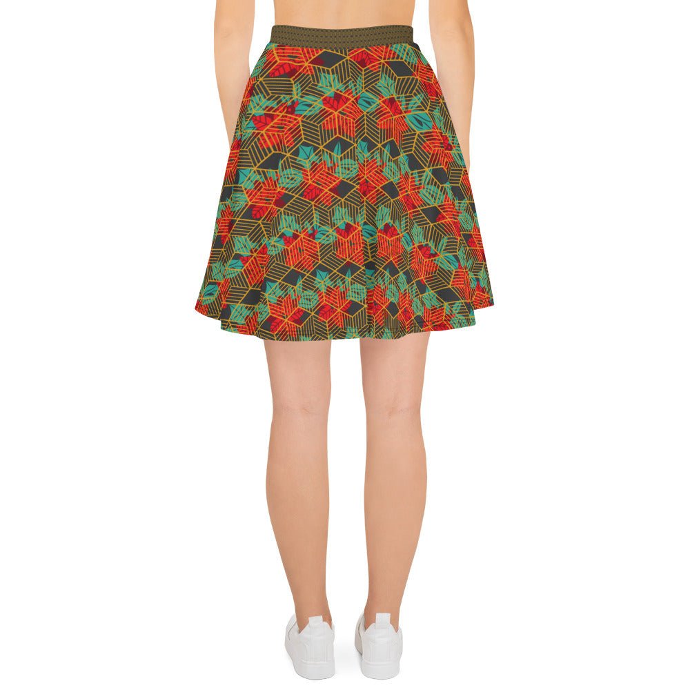 Women's skater skirt, Eclipse fill skirt, Festive and geometric pattern skater skirt, Cut & sew sublimation skirt, skater skirt for summer and spring - PratSN