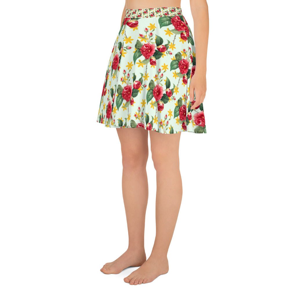 Women's skater skirt, Multi color skirt, Blooming pattern skater skirt, Cut & sew sublimation skirt, skater skirt for summer and spring - PratSN