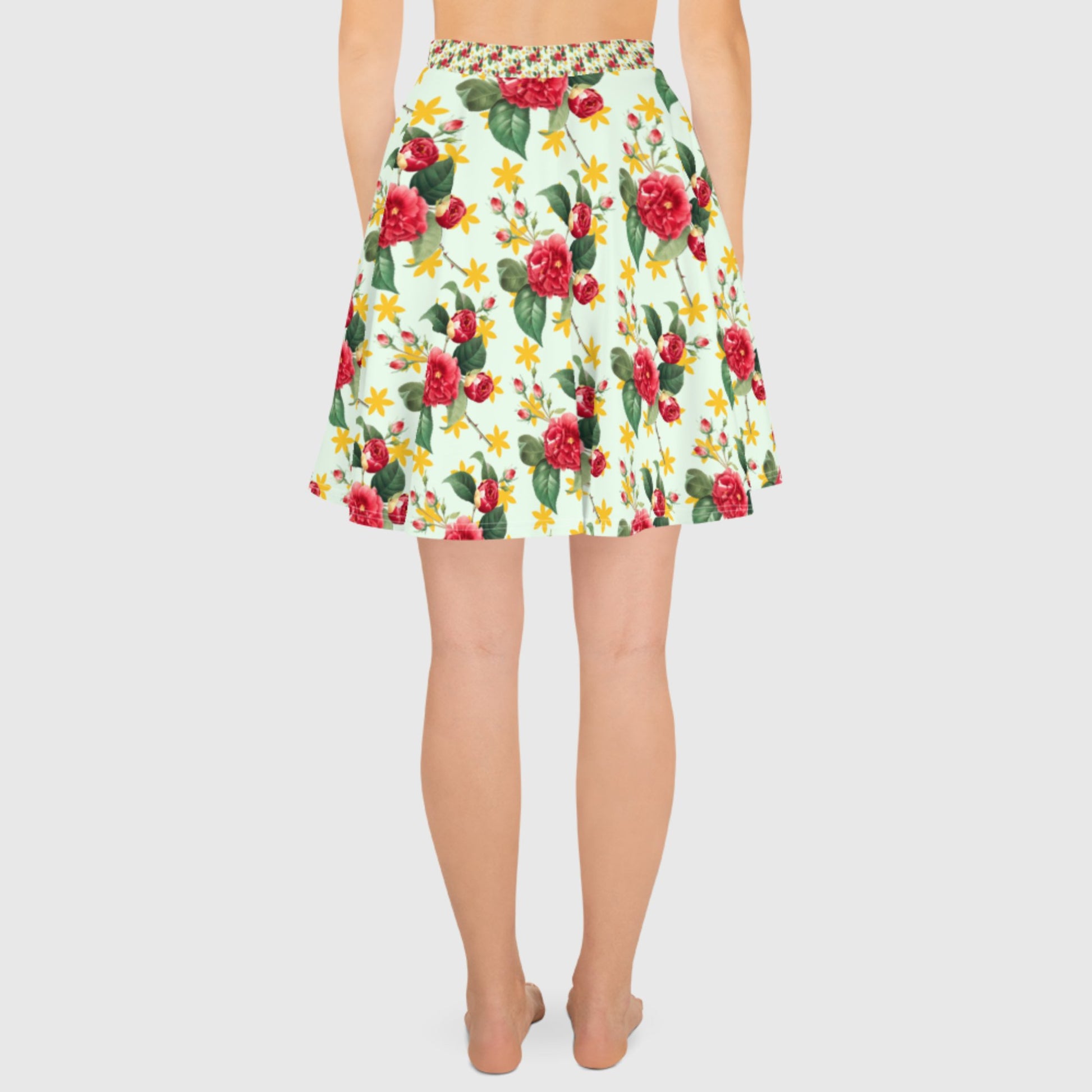 Women's skater skirt, Multi color skirt, Blooming pattern skater skirt, Cut & sew sublimation skirt, skater skirt for summer and spring - PratSN