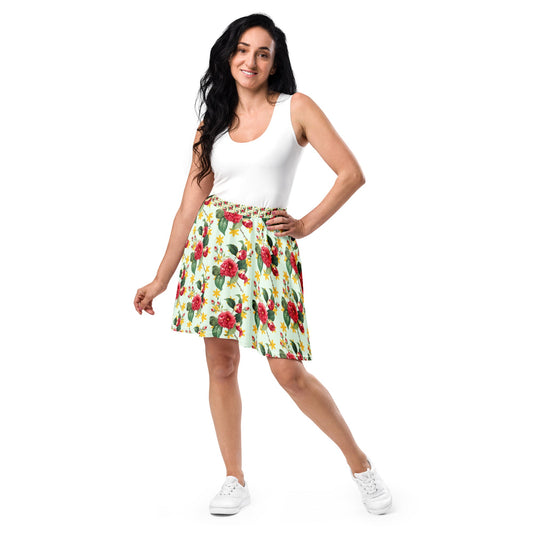 Women's skater skirt, Multi color skirt, Blooming pattern skater skirt, Cut & sew sublimation skirt, skater skirt for summer and spring - PratSN